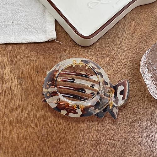 Miniatura 6 de AEGYPIUS Pinza para cabello fino, garra pequeña y plana para el cabello, color marrón claro, resina de alta calidad, acción de resorte resistente,