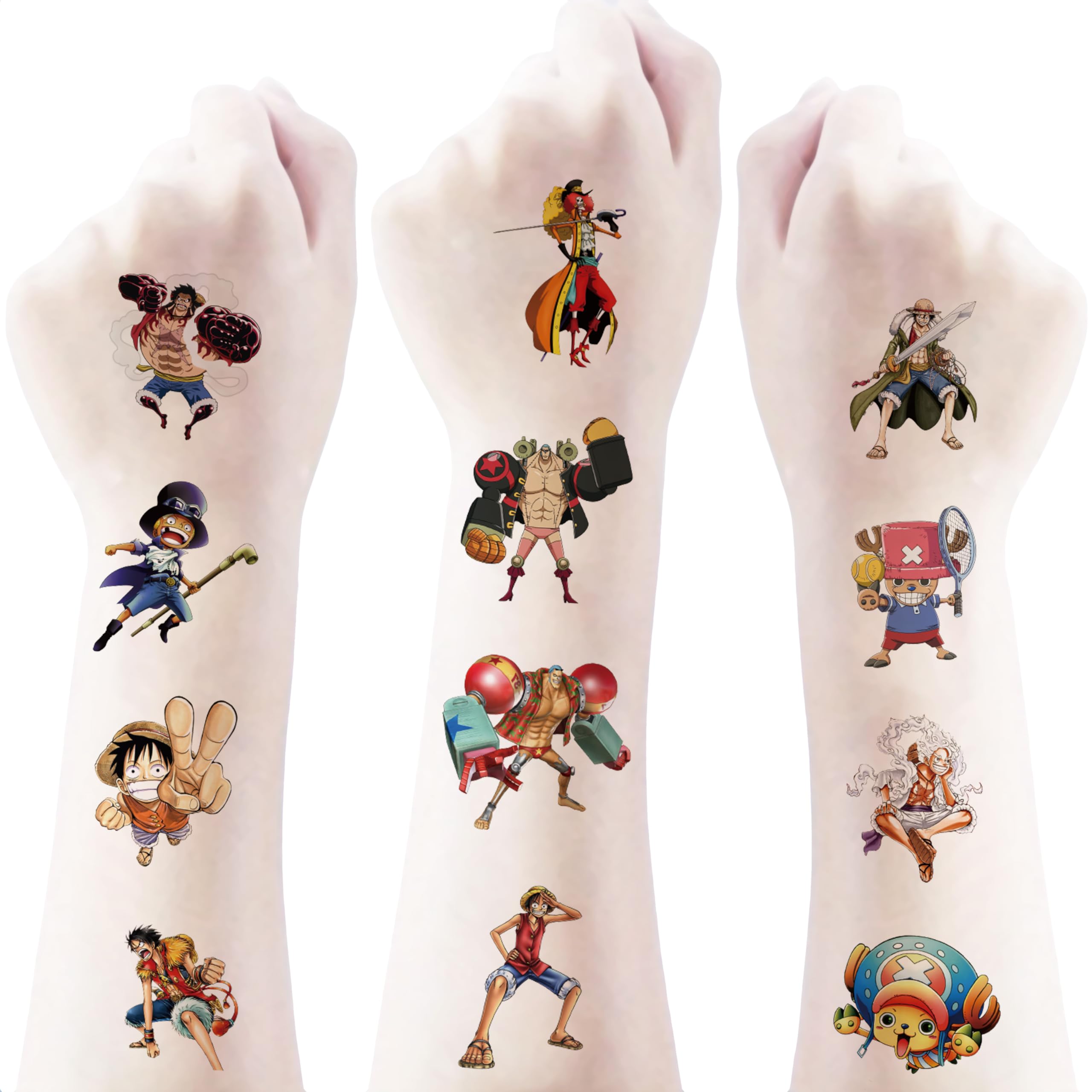 40pcs Sheets One Piece Temporary Tattoos for Kids, Cartoon One Piece Pirates Birthday Party Favors Gifts for Girl Boys Home Activity Class Prizes Carnival Christmas Rewards