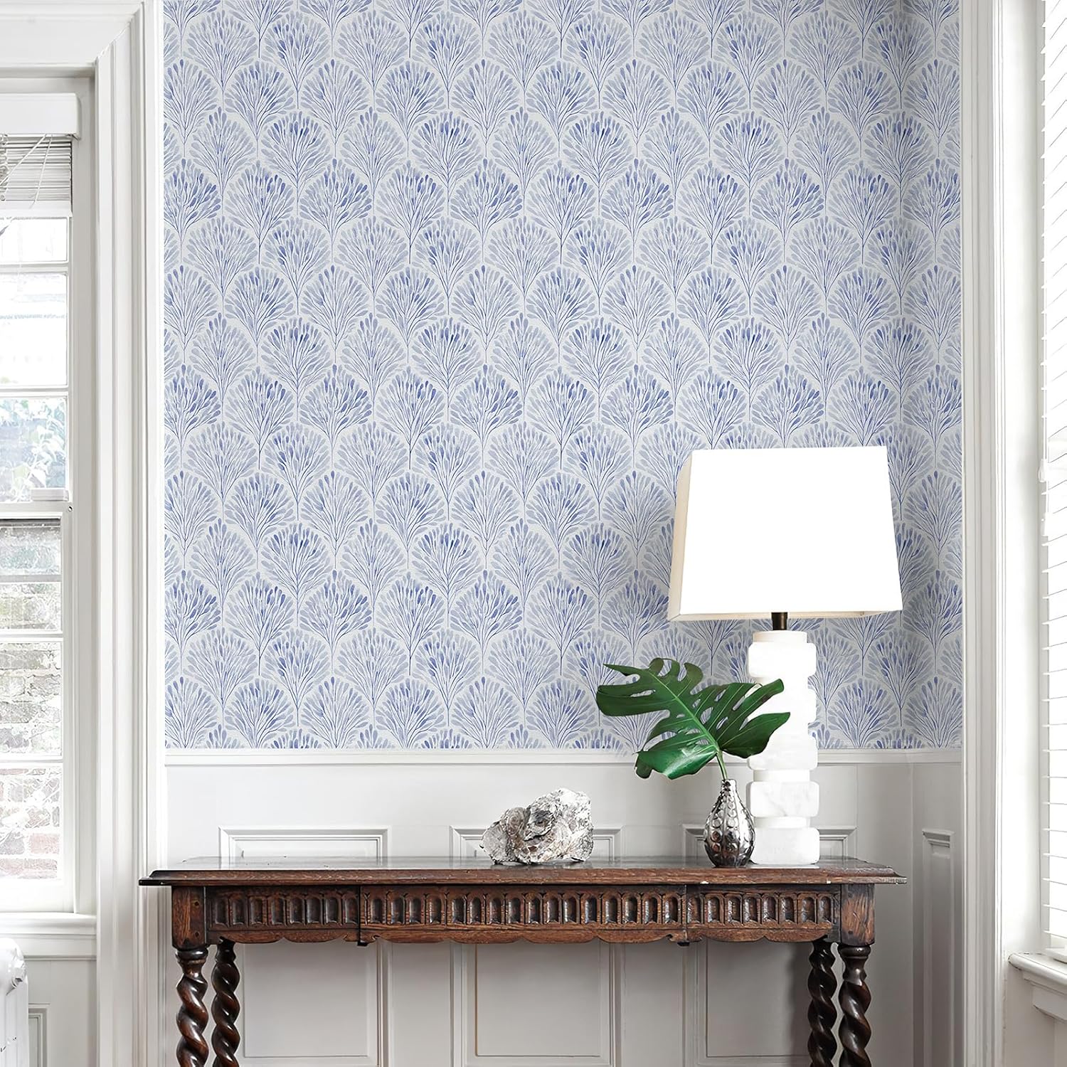Simon&Siff Modern Wallpaper Peel and Stick Boho Contact Paper Blue Geometric Wallpaper Removable Waterproof Self Adhesive Wall Paper for Bedroom Cabinets Decor 480" x 17.3"