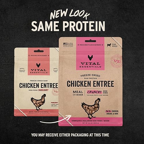 Miniatura 3 de Vital Essentials Alimento crudo liofilizado para perros, mini bocados crujientes de pollo  Comida completa o mezclador  Alimento para perros alto en