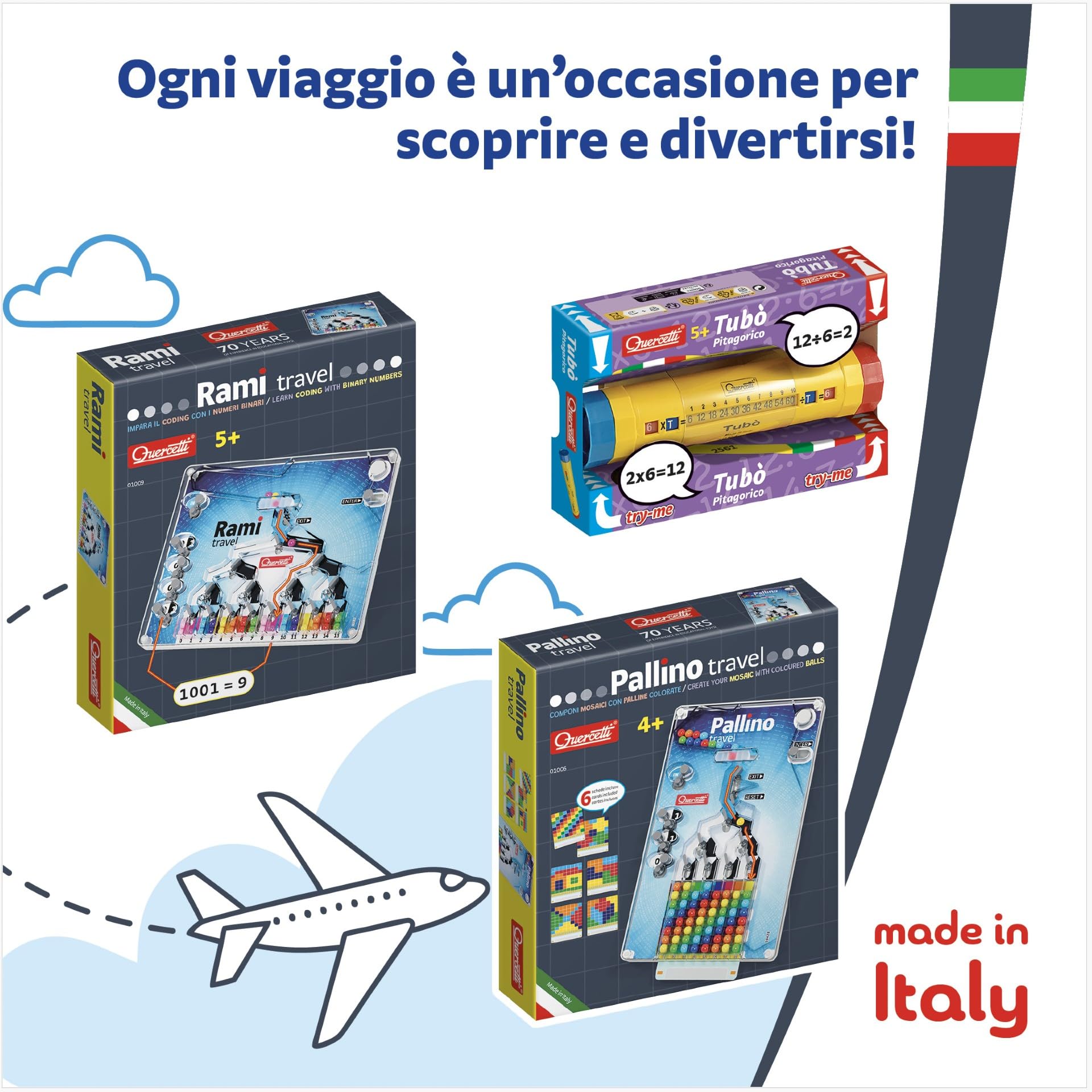 Quercetti Pallino Travel, Giochi Bambini 4 Anni Fino agli 8, Gioco di Strategia con Palline Colorate per Bambini, Schede e Mosaico, Giochi Educativi 4 Anni, Made in Italy