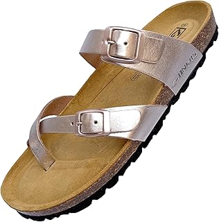 Sandalias Bio de Piel, Plantilla Anatomica de Corcho, Piel Autentica, Corcho Natural, Hebilla ajustable, Sandalias de dedo Unisex, Calidad Hecha en España