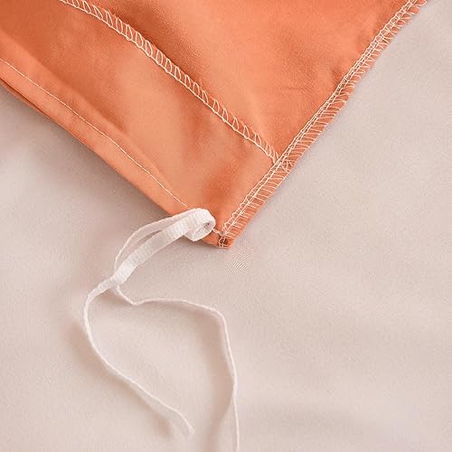 Miniatura 6 de Juego de funda de edredón naranja 100% algodón, tamaño Queen, juego de ropa de cama suave de lujo de 3 piezas con cierre de cremallera. Funda de