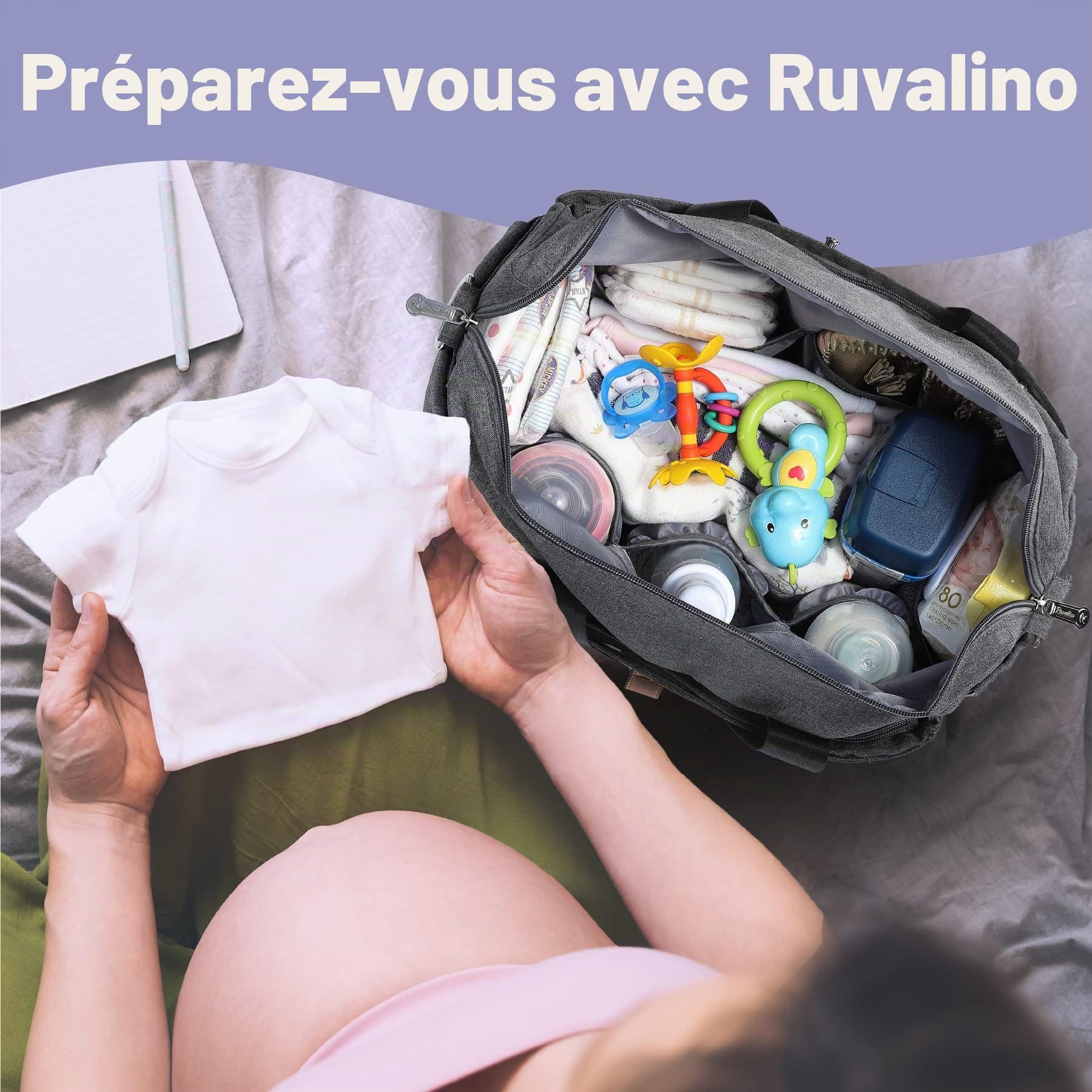 RUVALINO Sac à langer Grande Taille style Fourre-tout