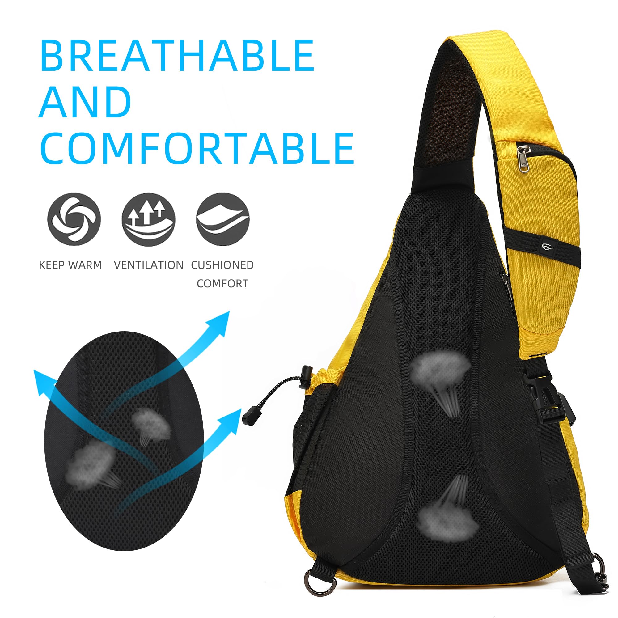 TurnWay Bolso bandolera impermeable con puerto de carga USB para viajes, senderismo, ciclismo