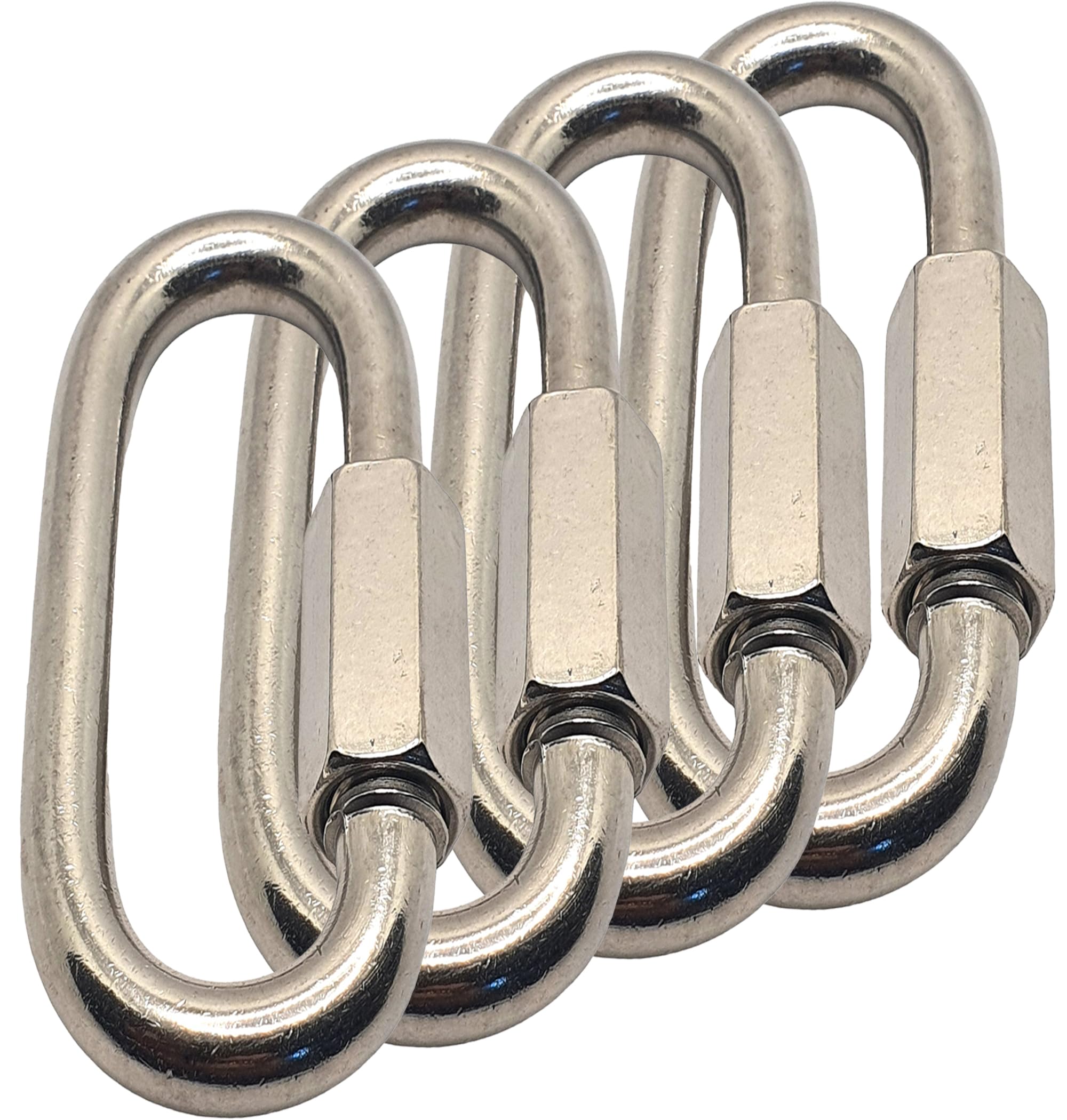 Quick Chain Link Repair Carabiner, Marine A4 Stainless Steel 316 Shackle (M6x60mm -4pcs)