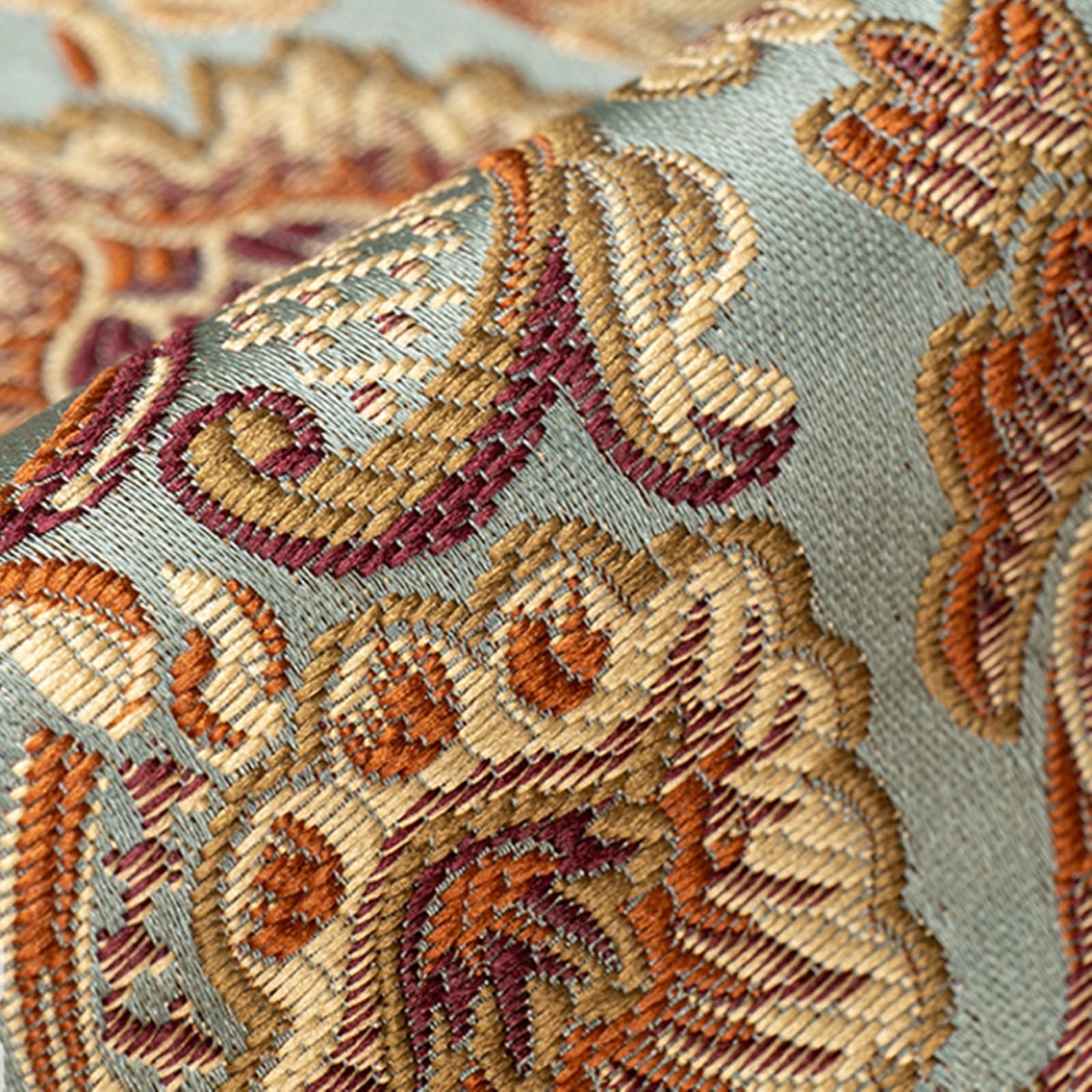 Tischläufer Landhausstil Polyester Leinen, Tischläufer Modern 35x260 cm, Nordisch Jacquard mit Floralem Muster und Quasten