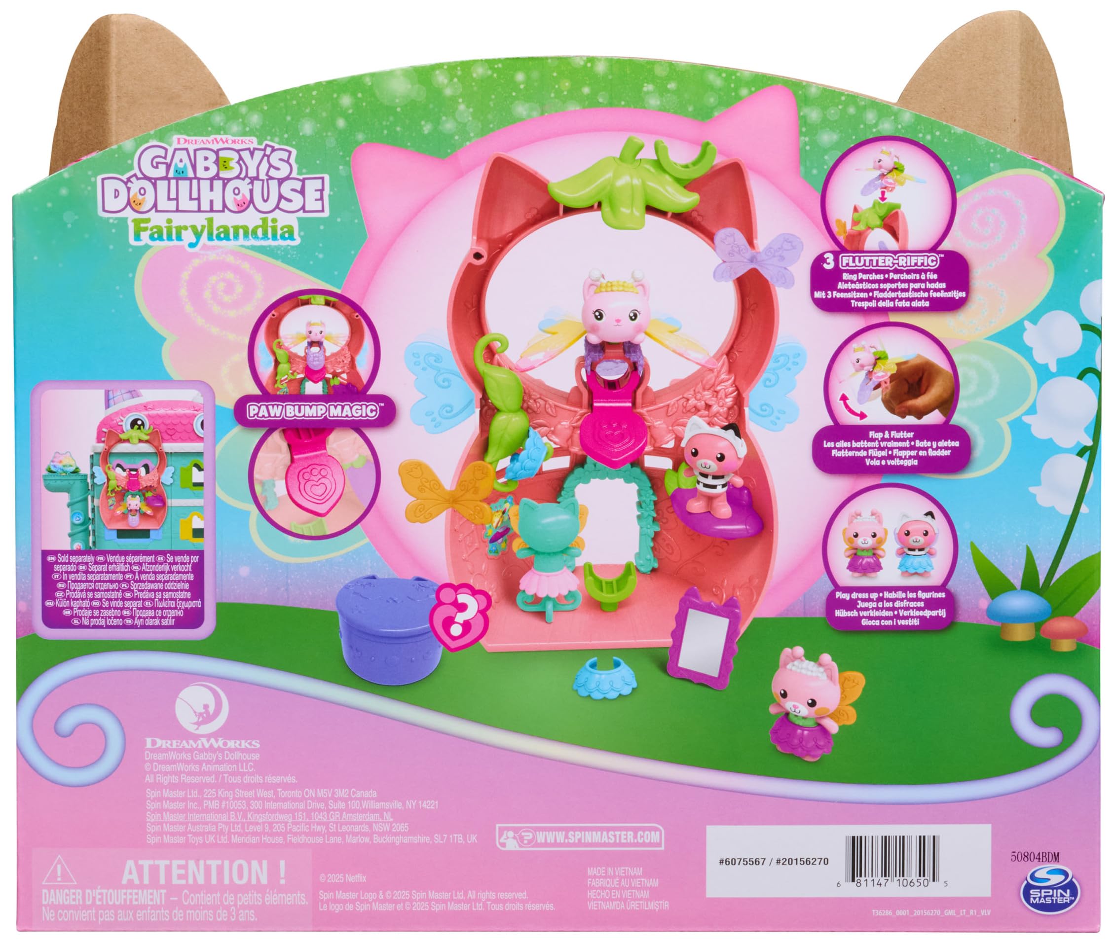 Gabby's Dollhouse Fairylandia, Set di Gioco Kitty Fairy con Ali magiche con 12 Pezzi ed Esclusivo Anello con Ali magiche, Giocattoli per Bambini e Bambine dai 3 Anni in su