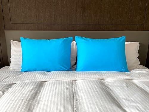 Miniatura 2 de iMaylex Fundas de almohada suaves 100% algodón egipcio con cierre de cremallera, fundas de almohada acogedoras y ligeras, juego de 2, azul,