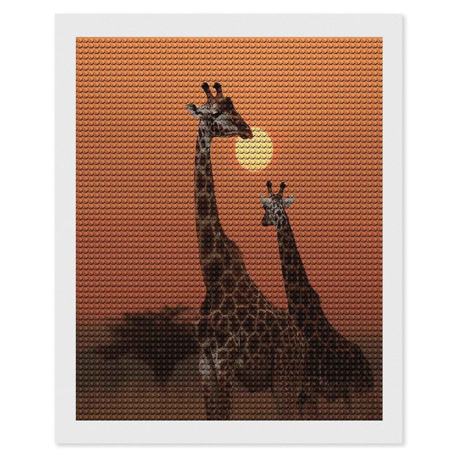 FekiLoot Giraffe at Sunset Diamond Art Kits for Adults Diamond Painting Kits for Beginners DIY Diamond Art Kits Round Full Drill Diamond Dot Gem Painting for Home Wall Decor Gift 16"x20"