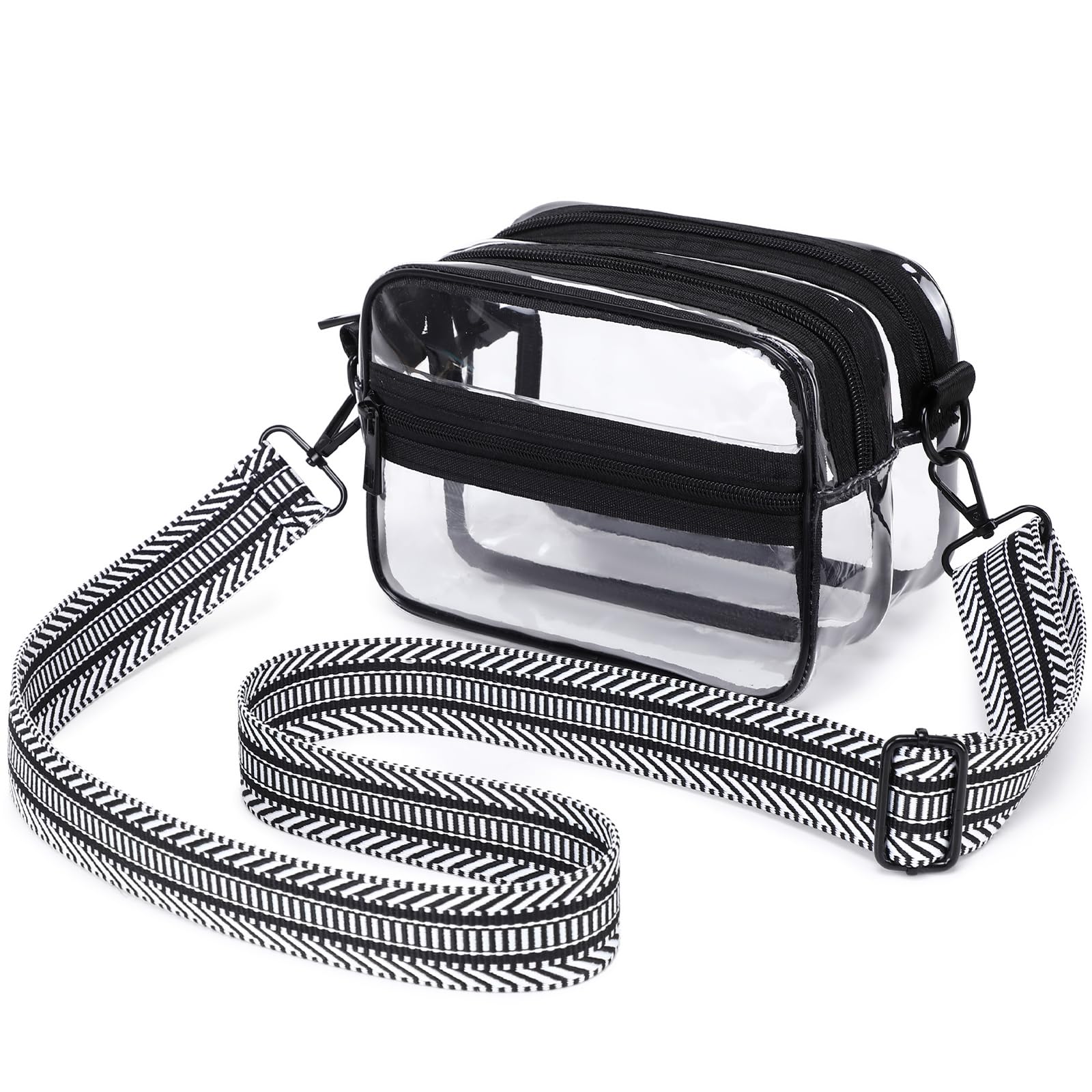 UEOE Clear Bag Stadium Approved, See Through Clear Crossbody Bag Purse Dual Main Pockets for Concerts & Events
