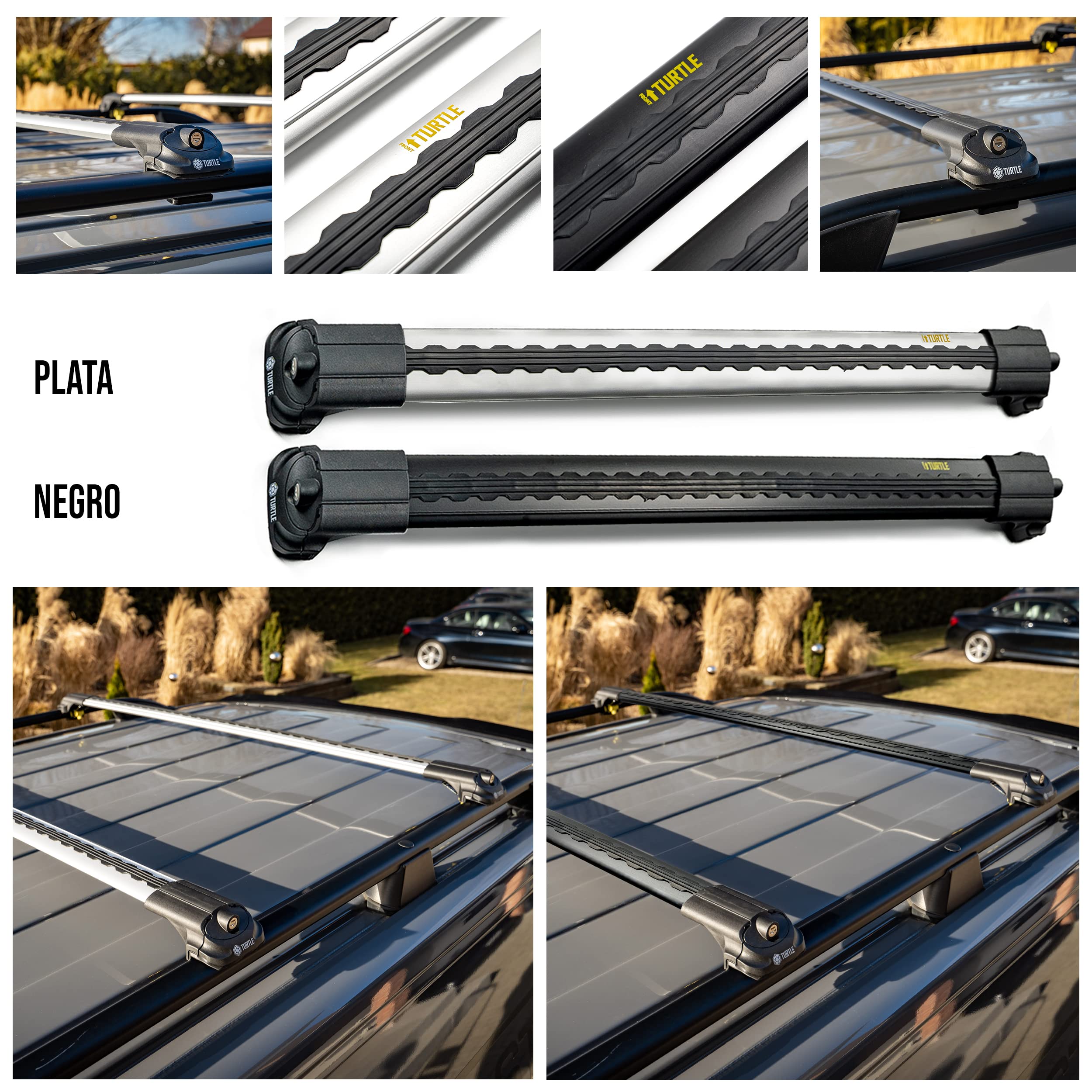 Turtle AIR1 | Barra De Techo De Coche, Portaequipajes | Compatible con Jeep Renegade 2015-; Sirve para Instalar cofres para Techo, portabicicletas y escaleras | Construcción de Aluminio | TÜV