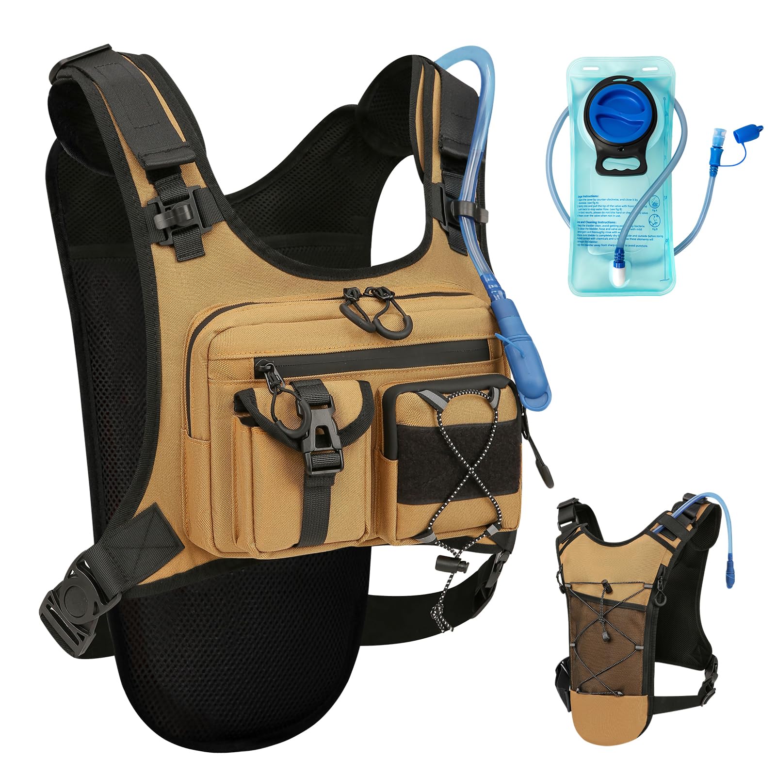 Criuage USA Original Patent Running Hydration Vest Backpack, Lightweight Chest Pack with 2.0L Water Bladder Bag Daypack for Hiking Running Cycling Race Marathon for Women Men