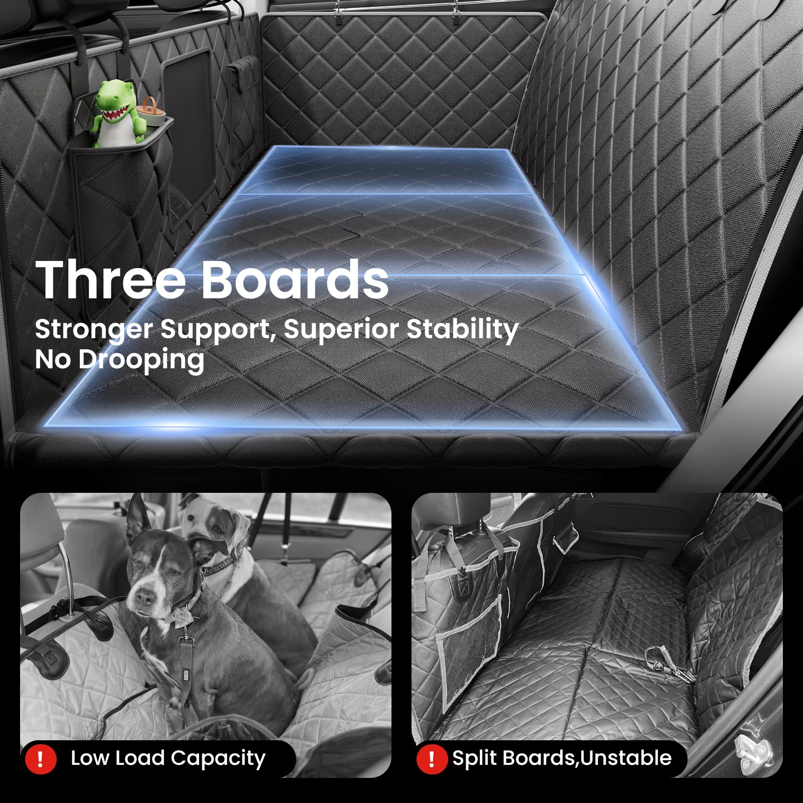 Back Seat Extender for Dogs, Waterproof Dog Car Seat Cover for Back Seat with Hard Bottom, Heavy Duty Dog Hammock for Car,Scratch Proof NonSlip, Upgraded Material, SUV, Sedan Medium Truck, Gray - image 3