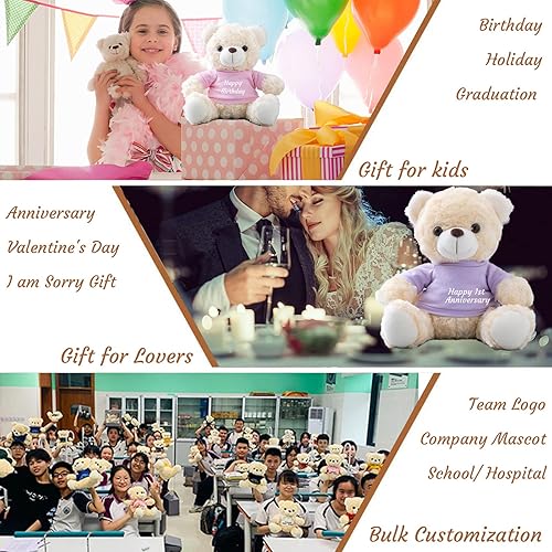 Miniatura 6 de Oso de peluche blanco personalizado, oso de peluche personalizado con texto personalizado + imagen como regalo personalizado para ellaél en el día