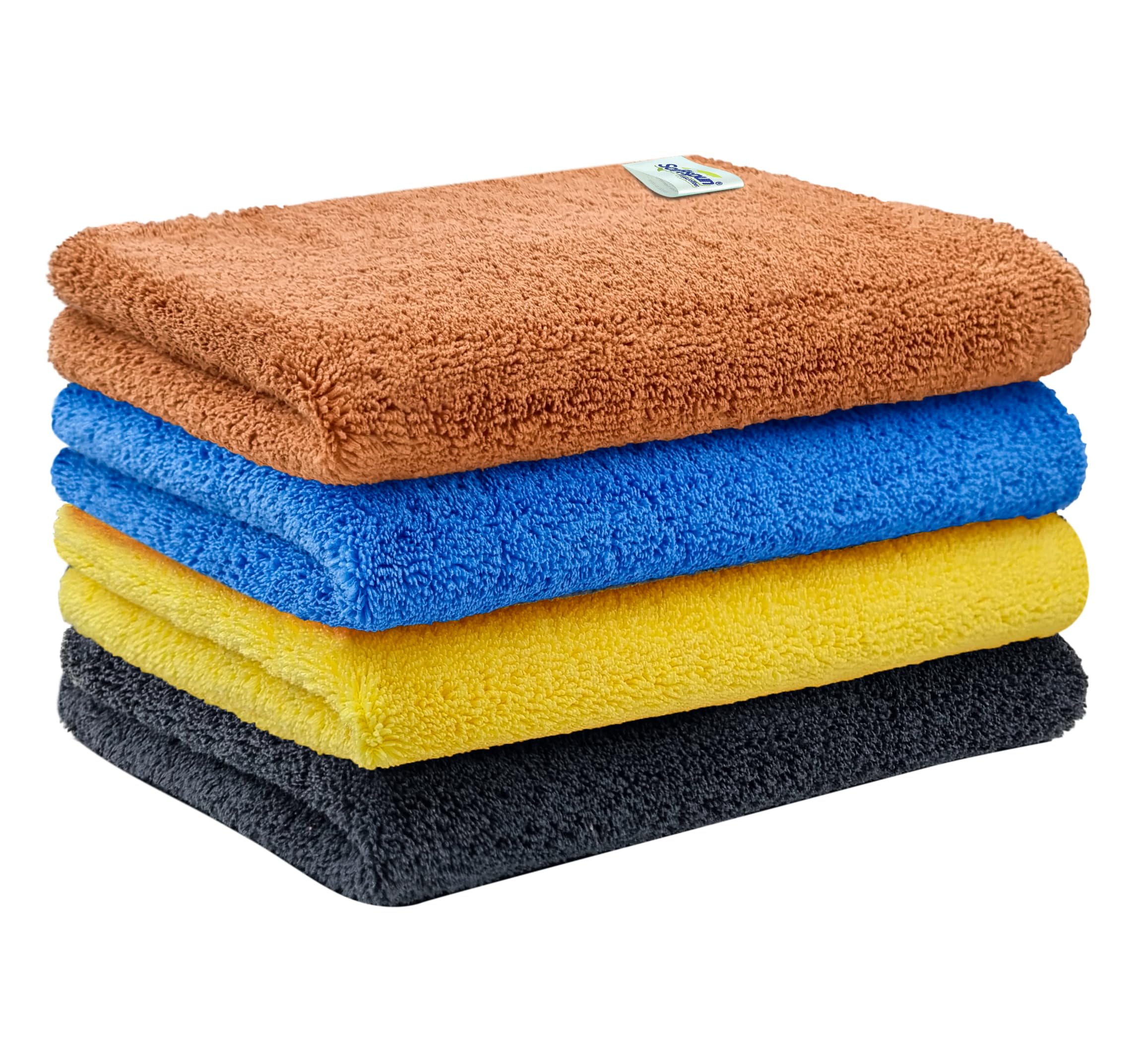 SOFTSPUN Microfiber High Loop Cleaning Cloths, 40x60 cms 4 pcs Towel Set 380 GSM (Multicolor). Thick Lint & Streak-Free Multipurpose Cloths.-image-24