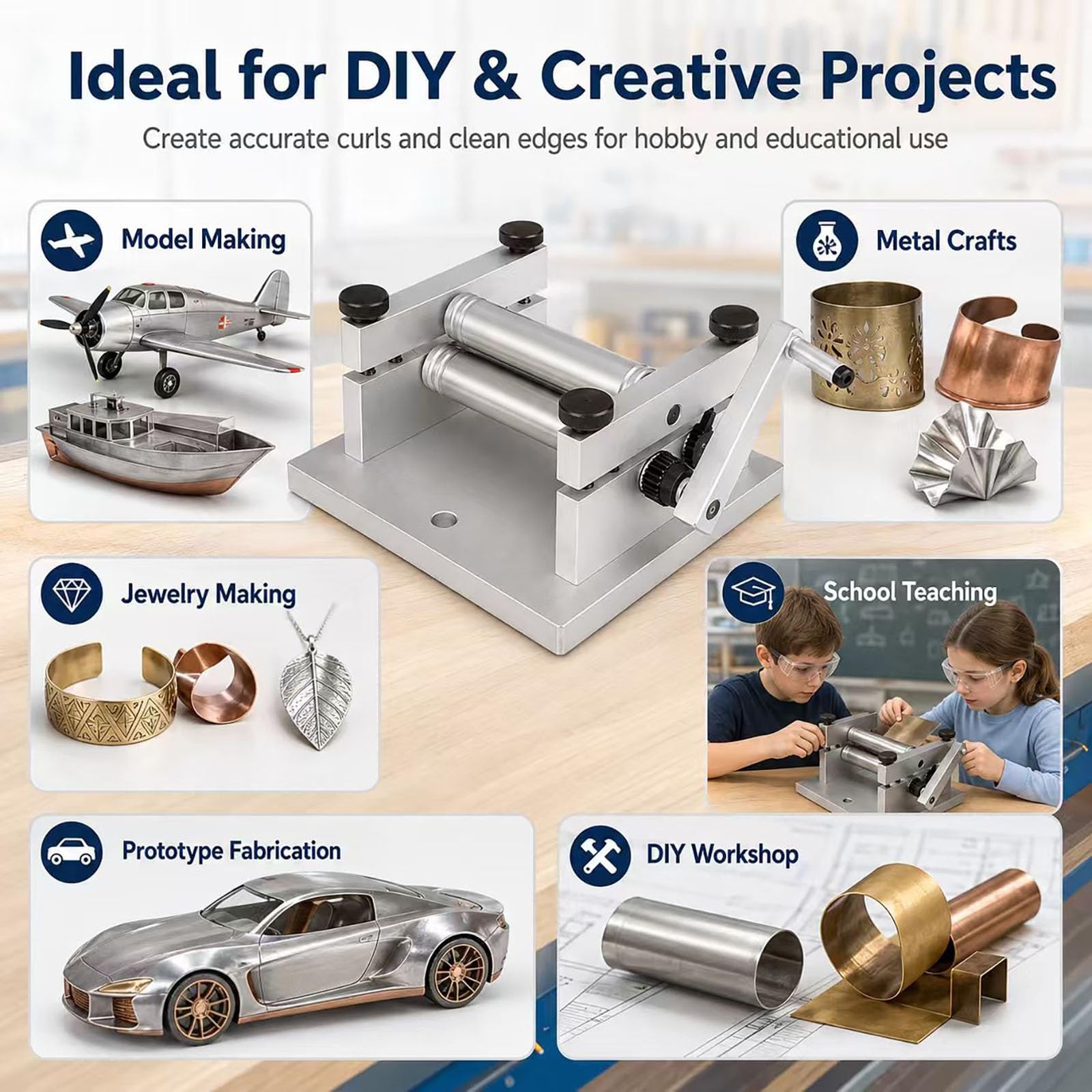 Maszyna do gięcia metalu, precyzyjne narzędzie tnące do drewna i miękkich metali, mini rolka do projektów DIY, prowadnica krawędzi do rur mosiężnych i miedzianych