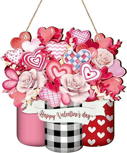 Vista 7 de Spiareal Letrero de Pascua de madera para puerta, corona de Pascua colgante, huevos florales rosas y amarillos, decoración para puerta delantera