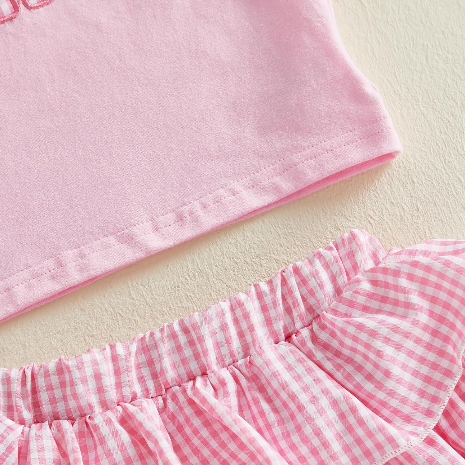 Birthday Girl Toddler Outfit Infant Baby Short Sleeve Letter Shirts and Ruffled Gingham Skirts Set 2Pcs Summer Clothes - Image 6