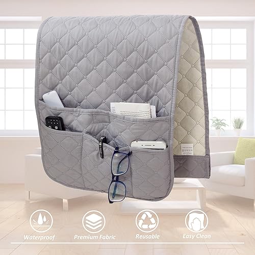 Miniatura 6 de Organizador de sillón para sofá, soporte de control remoto, antideslizante, impermeable, organizador de reposabrazos con 4 bolsillos, para sofá,