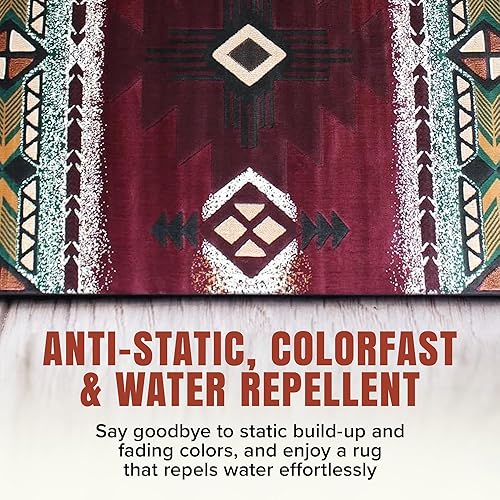 Miniatura 3 de YHSF South West C318 - Alfombra de área nativa americana fácil de limpiar, gruesa, suave, duradera, inspirada en los indígenas tribales americanos