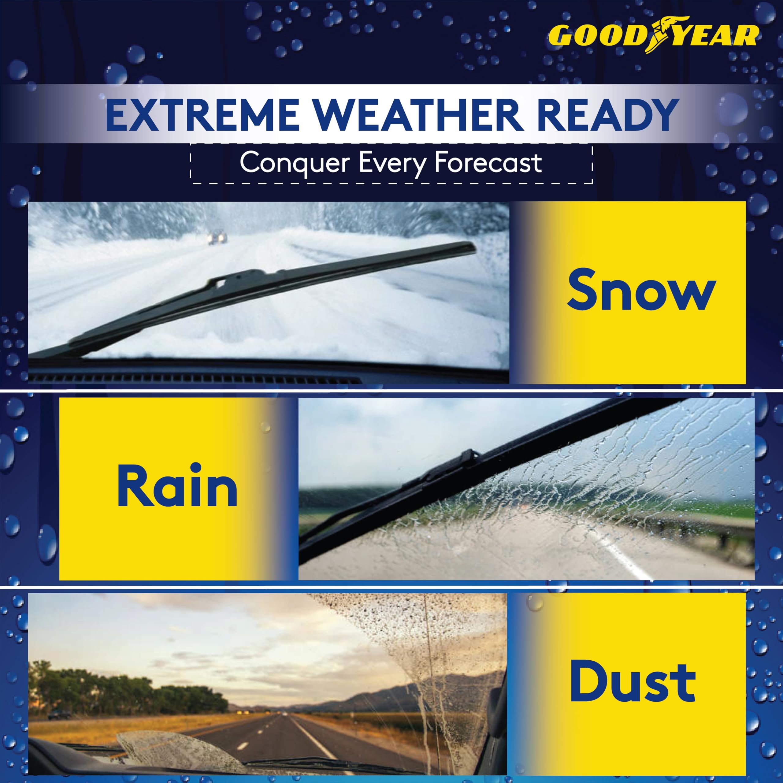 GOODYEAR Wiper Blades For Car - 26 Inch | Advanced Nanotech Graphite-Coated Rubber for Smooth Operation | With Universal Adaptor Socket For Windshield - Black - Image 4 thumbnail