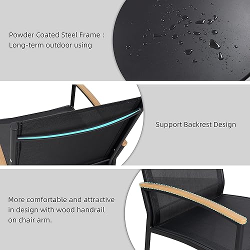 Miniatura 4 de Shintenchi Juego de 3 piezas de bistró de patio, juego de bistró de tela de textileno para exteriores, sillas de porche delantero de tela de