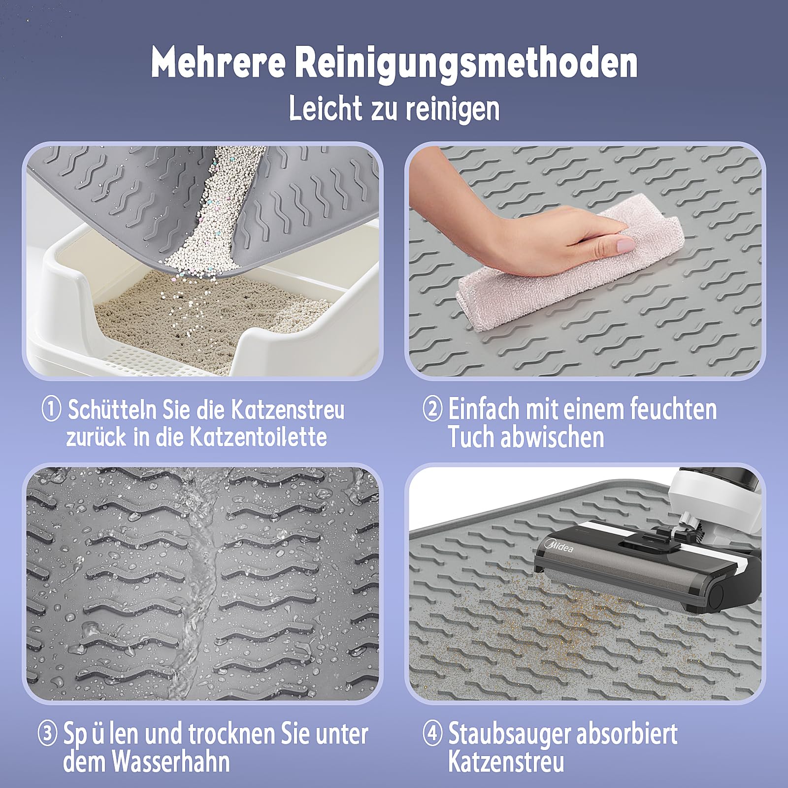Katzenklo Matte,120x89cm Katzenstreu Matte Wasserdicht,Matte Katzenklo Unterleger Silikon,Katzenmatte Katzenklo Rutschfest,Katzenmatte Übergröße geeignet für eine Gruppe von Katzen (Grau)