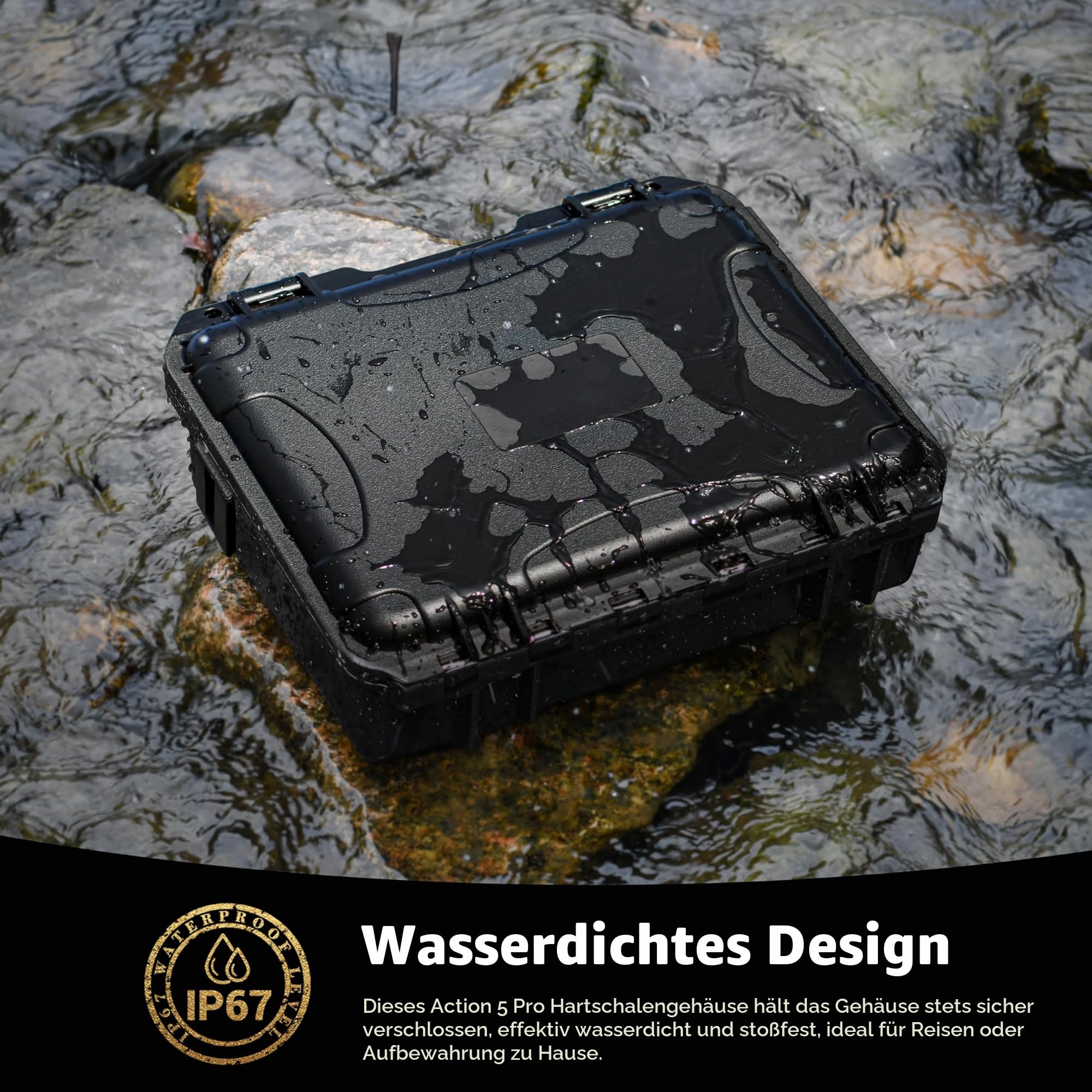 Tomat Action 6/5 Pro Koffer Hülle Wasserdicht Hart Doppellagig Tragetasche für DJI Osmo Action 6/5 Pro/4 Zubehör Hartschalen Reisetasche Tasche,Schutz, kompatibel mit MIC 2/multifunktionaler Ladegriff