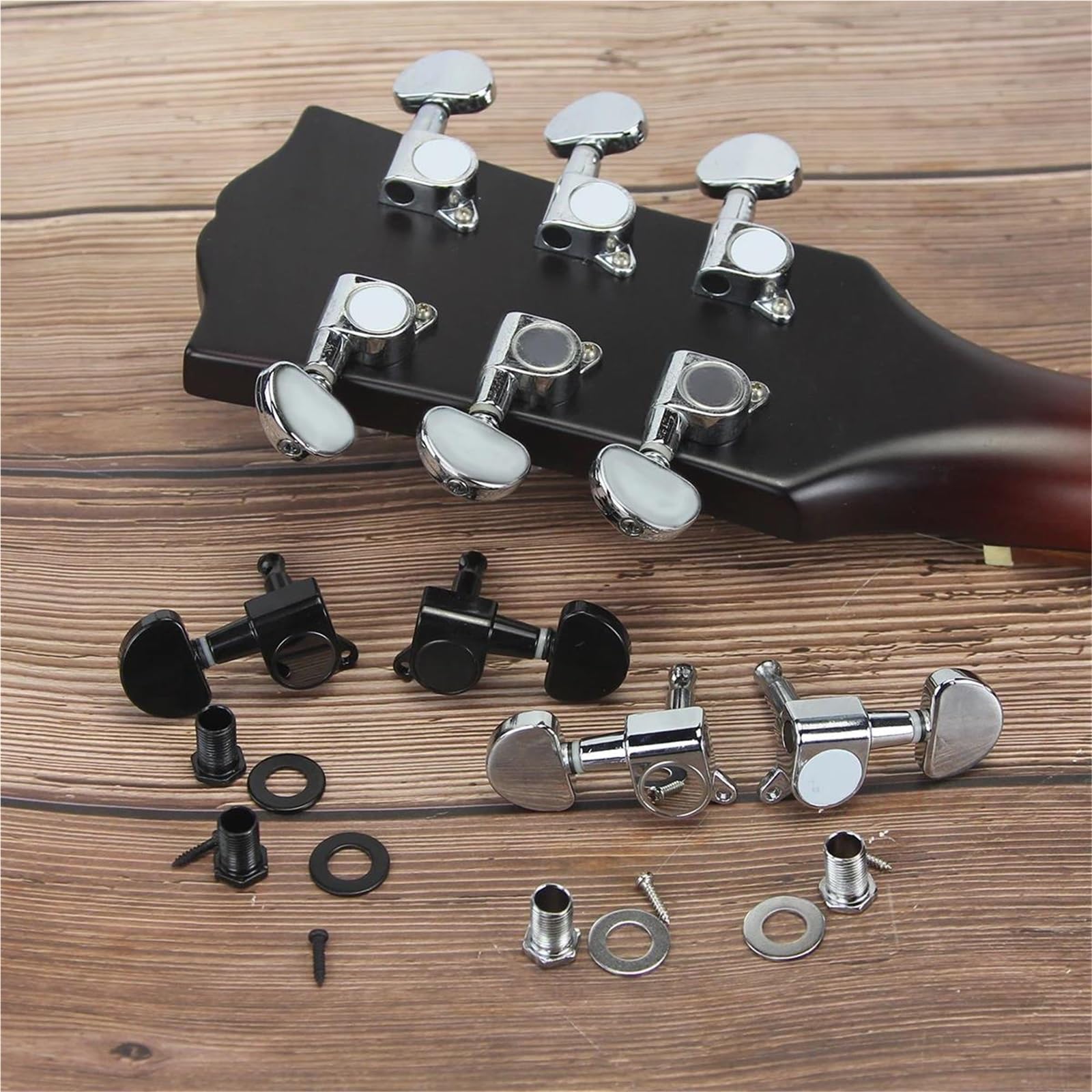 Clavijas De Guitarra Selladas 3L3R Sintonizadores Clavijas Afinación 6 Uds(Chrome)