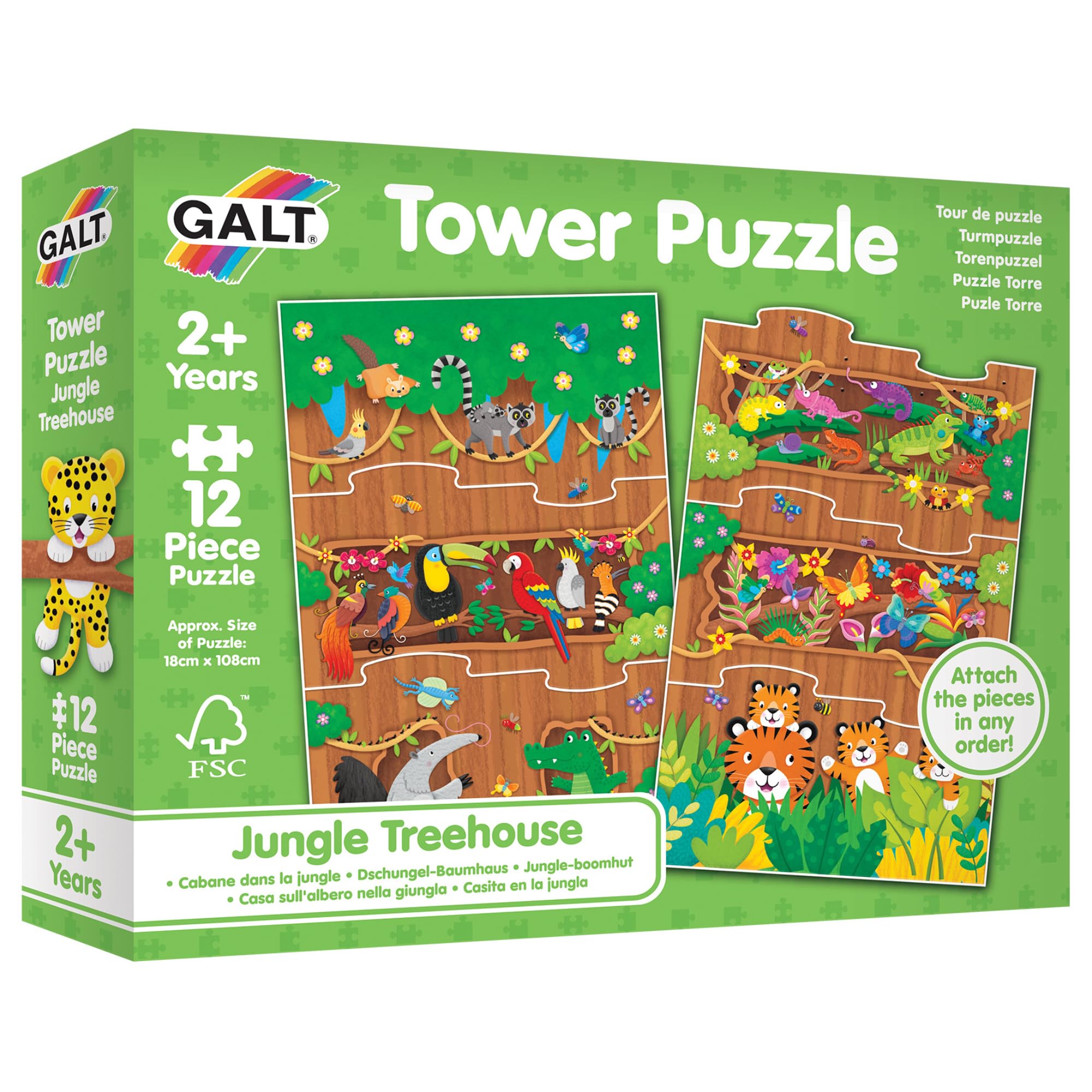 Galt Toys Tower Puzzle - Jungle Treehouse 12 Piece Jigsaw Puzzle