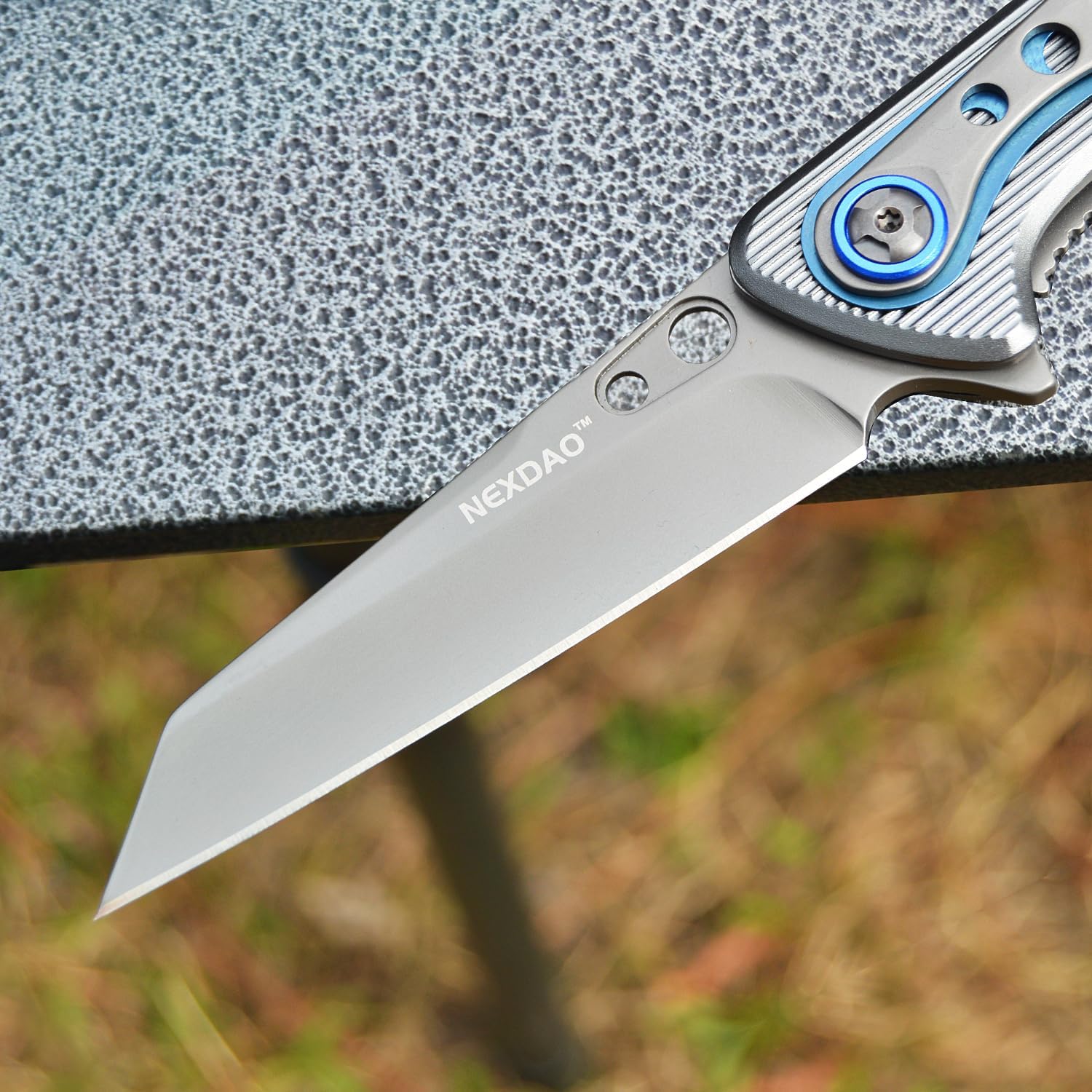 Folding Knife with 8Cr14MoV Blade Camping Pocket Knife With Aluminum and Steel Handle Hunting Knife with 2-Position Pocket Clip