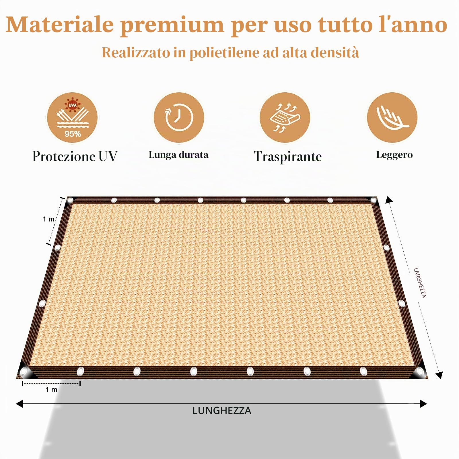 Tenda parasole beige per giardino, serra, pergolato, cortile, terrazza, piante floreali