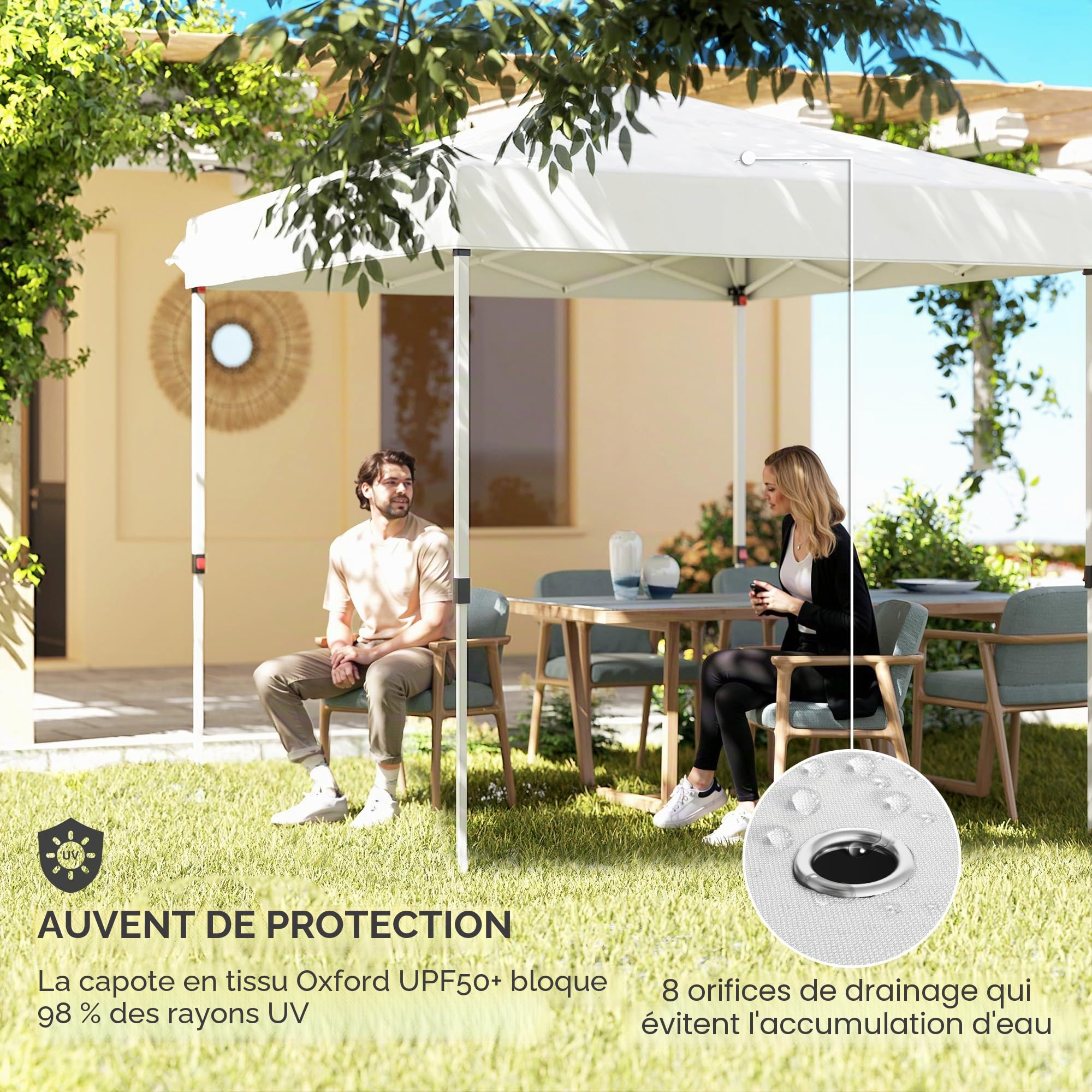 Outsunny Gazebo Pop-up Pliant 2.5x2.5m 4 Parois Blanc