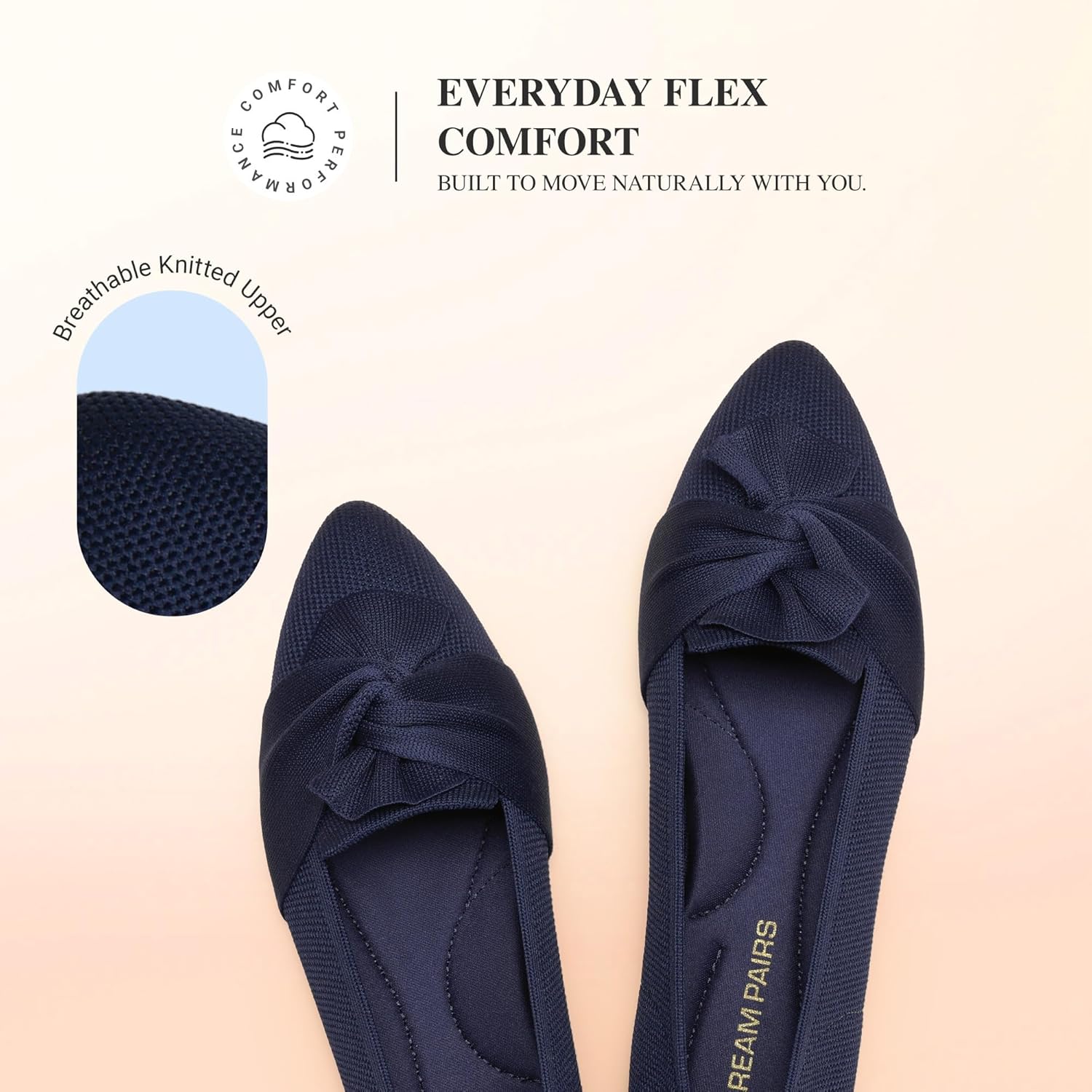 DREAM PAIRS Flats for Women Pointed Toe Foldable Knit Ballet Flats Comfortable Slip-On Dress Shoes Elegant Bow Flats for Work Office Business Casual Travel - Image 9
