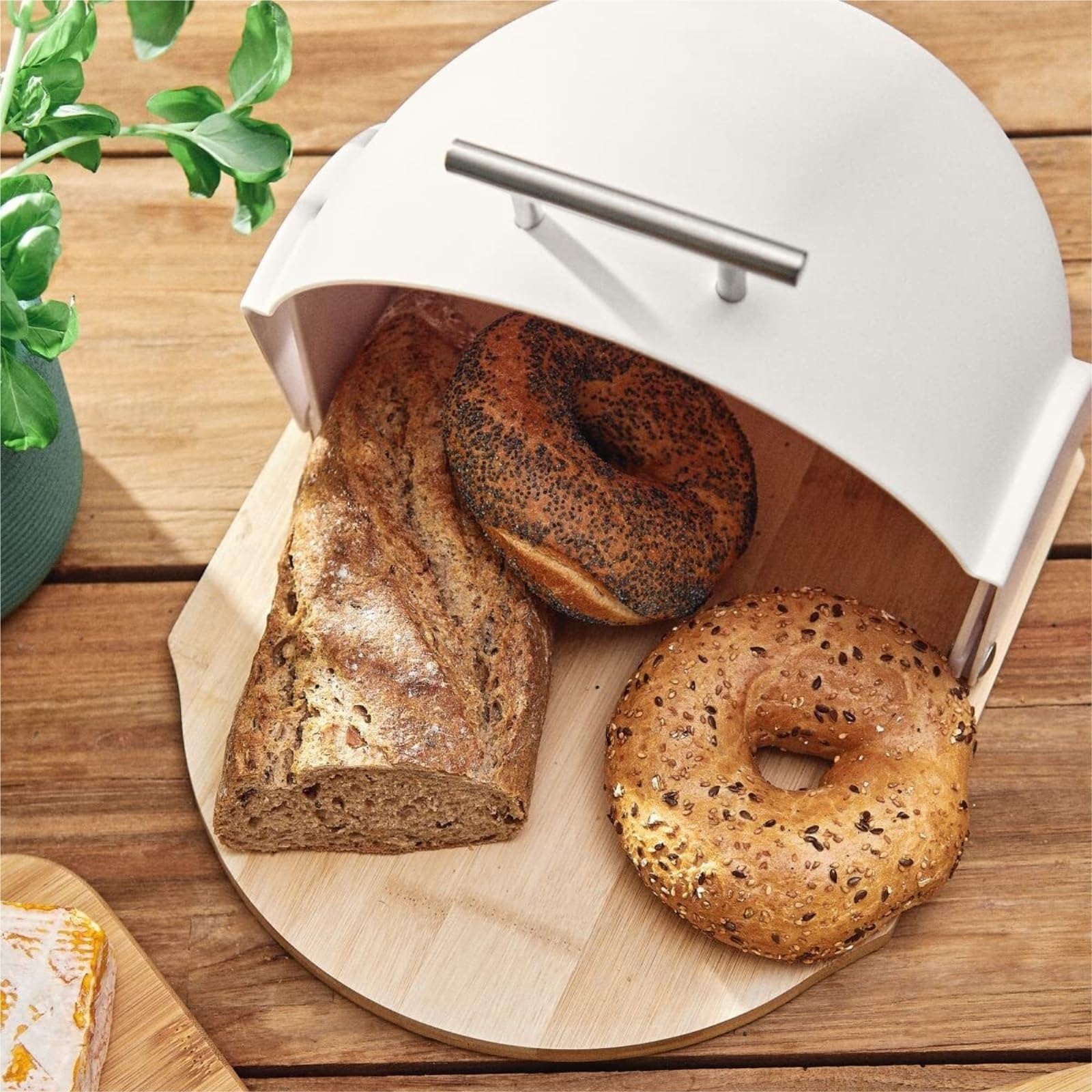 Pojemnik Do Przechowywania Chleba Pojemnik Na Chleb Pojemnik Na Chleb Metalowa Pokrywa Pojemnik Na Chleb Pojemnik Kuchenny Pojemnik Na Chleb Chlebak Na Pieczywo(White)