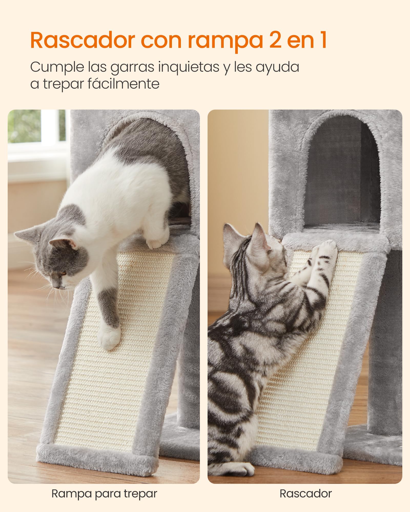Feandrea Árbol de Gatos, Torre de Juegos, Gatito, Gris Claro PCT143W01