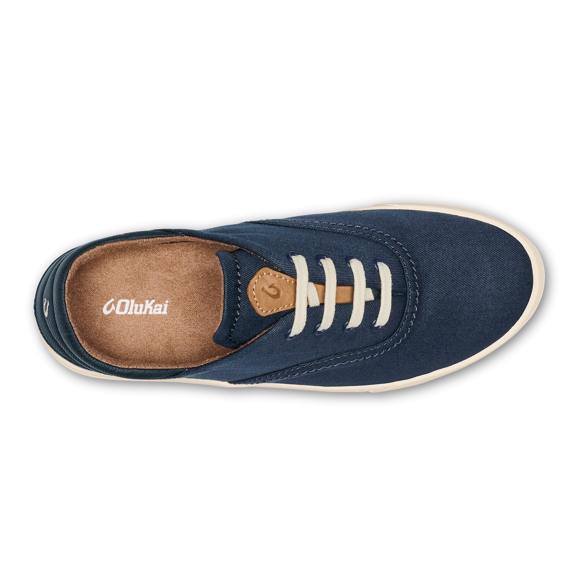 OLUKAI Kohu - Tenis de uso diario para mujer, lona ligera y diseño clásico de cordones, comodidad y apoyo durante todo el día, azul marino/azul marino, 37.5 EU