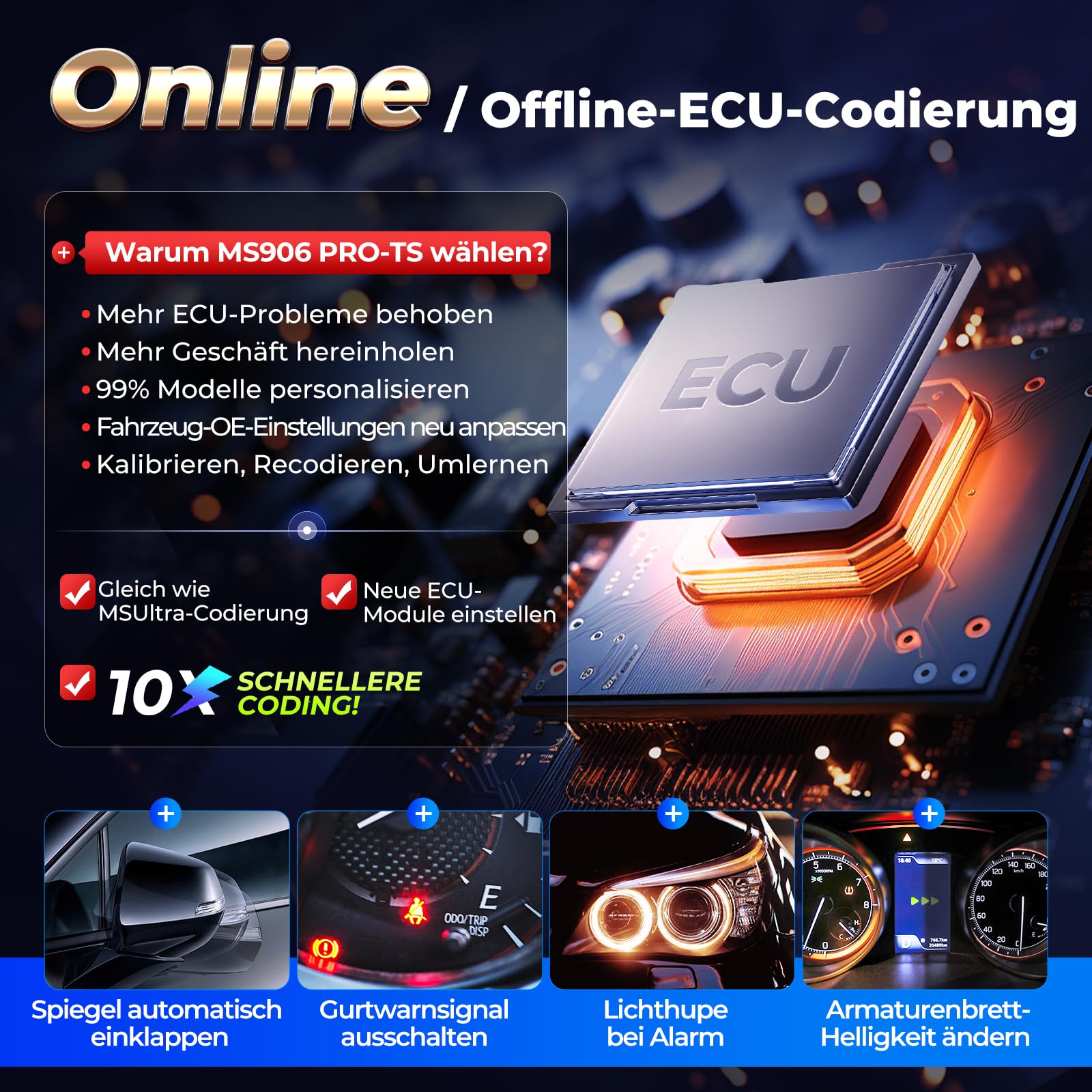 Autel MaxiSYS MS906 Pro-TS Diagnosegerät Auto, 2026 RDKS Programmiergerät Up von MK900-TS MP900TS MP808BT MK906 PRO MP900BT, Vollständige TPMS &ECU-Codierung, 3K+ Aktive Tests, CANFD&DoIP Auto Scan2.0