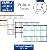 Vista 3 de SwiftGlimpse - Calendario de pared 2024, 24 x 36 pulgadas, serie de diseñador, grande, borrable, planificador de pared anual (bambú)