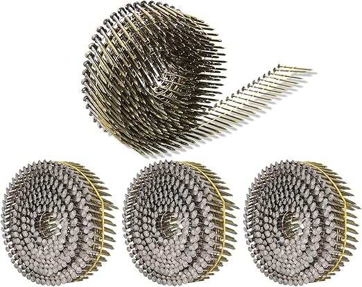 Siding Nails 1-1/2-Inch x .092-Inch 15-Degree Collated Wire Coil, Full RoundHead, Ring Shank Hot-Dipped Galvanized 1600 Count for Rough Nailing of Lathing and Sheathing Materials by BOOTOP
