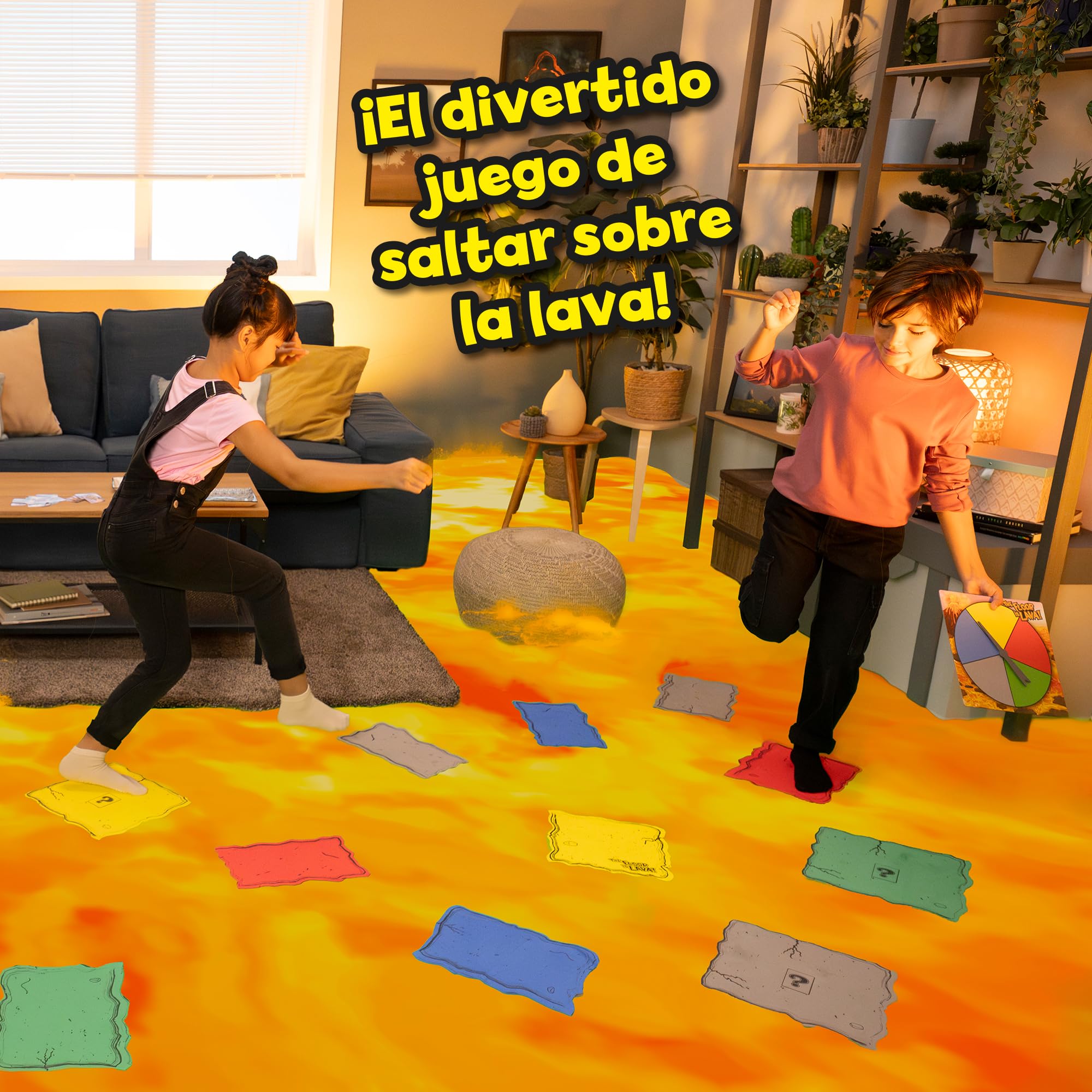 Bizak - El Suelo es Lava - Juego de Mesa Interactivo para Niños a Partir de 5 Años - Desarrolla el Equilibrio y la Coordinación - Juego Familiar para Interior o Exterior - 2 a 6 Jugadores (64554532)