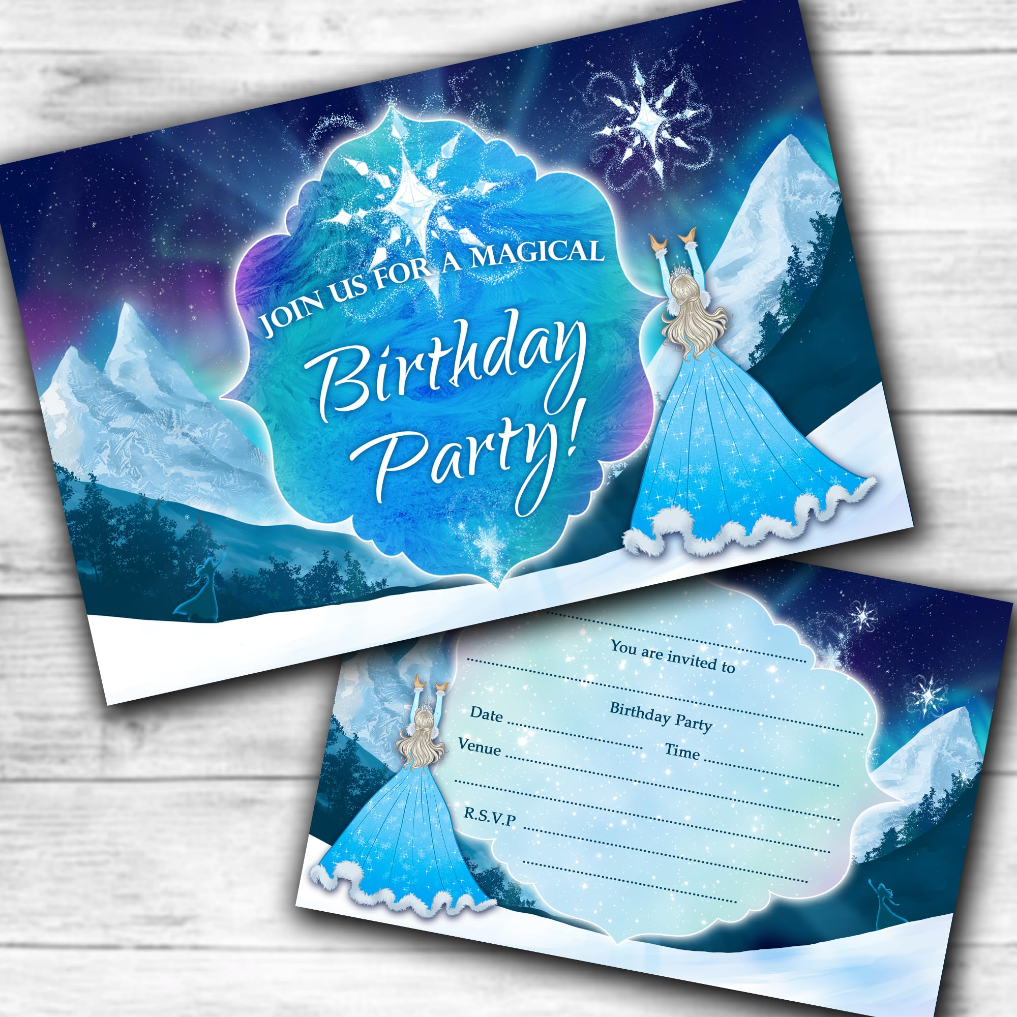 Ice Princess Party Invites Birthday Invitations & Envelopes (WRITE ON) New (25 with envelopes)