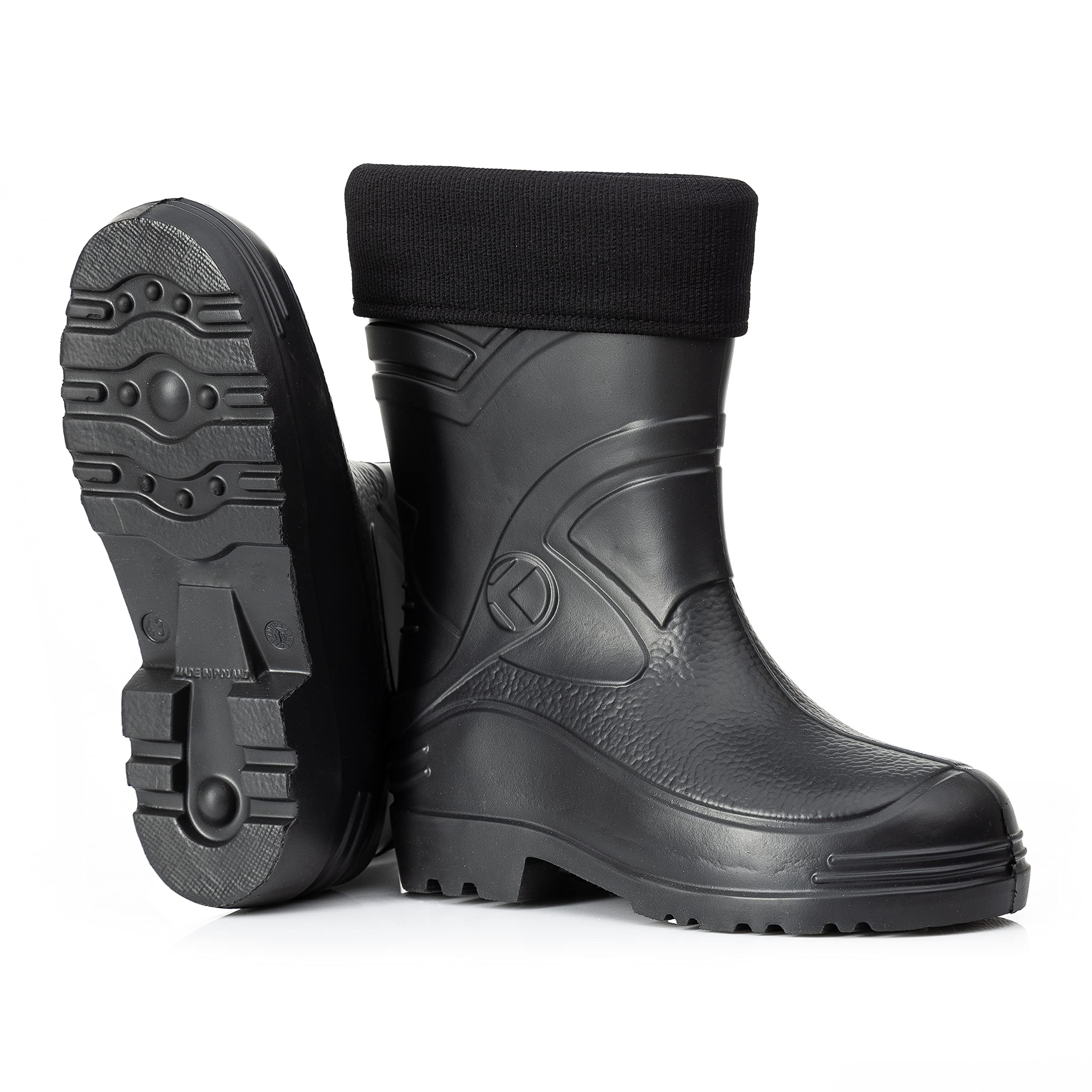 CLIMBR Ultraleichte gefütterte Gummistiefel Herren EVA Thermo 40-49 warme Kurzschaft Winter Arbeitsstiefel mit Futter