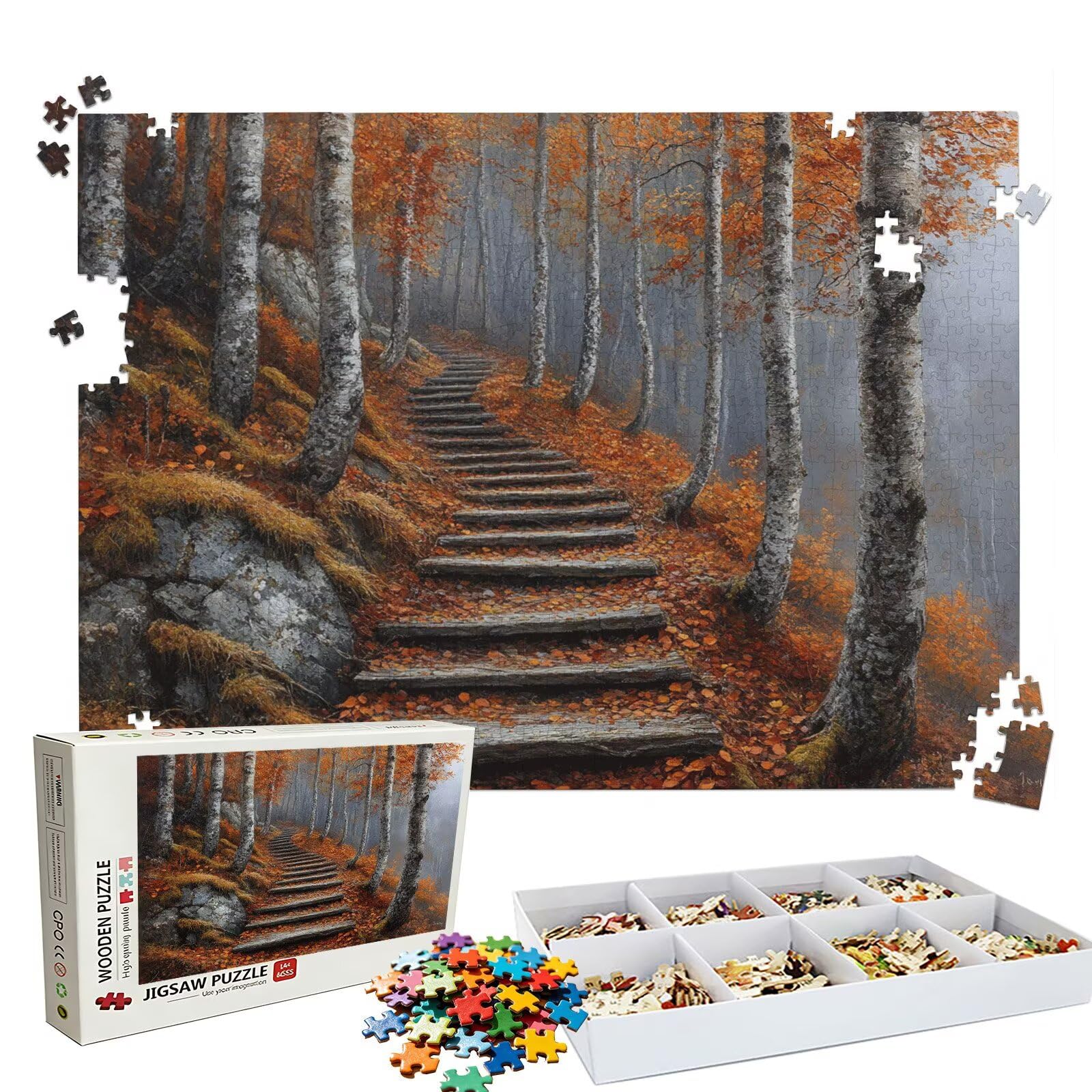 Puzzle 1500 Teile, Puzzle 1500 Teile Erwachsene Wald Kleiner Pfad Muster, Holzpuzzle DIY Set Erwachsene, Dickes Material & Perfekte Verzahnung, Reflexionsfreie Oberfläche, Puzzlespiele W3H-201
