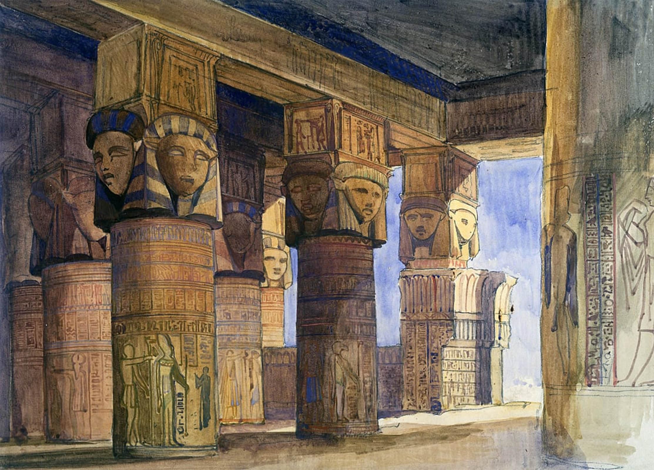 ARTXLXXBN Famous Prints Artwork Pictures Poster Painting Art Temple of Denderah Upper Egypt by William Muller Artwork Landscape Pictures for Home Decor 60x90cm
