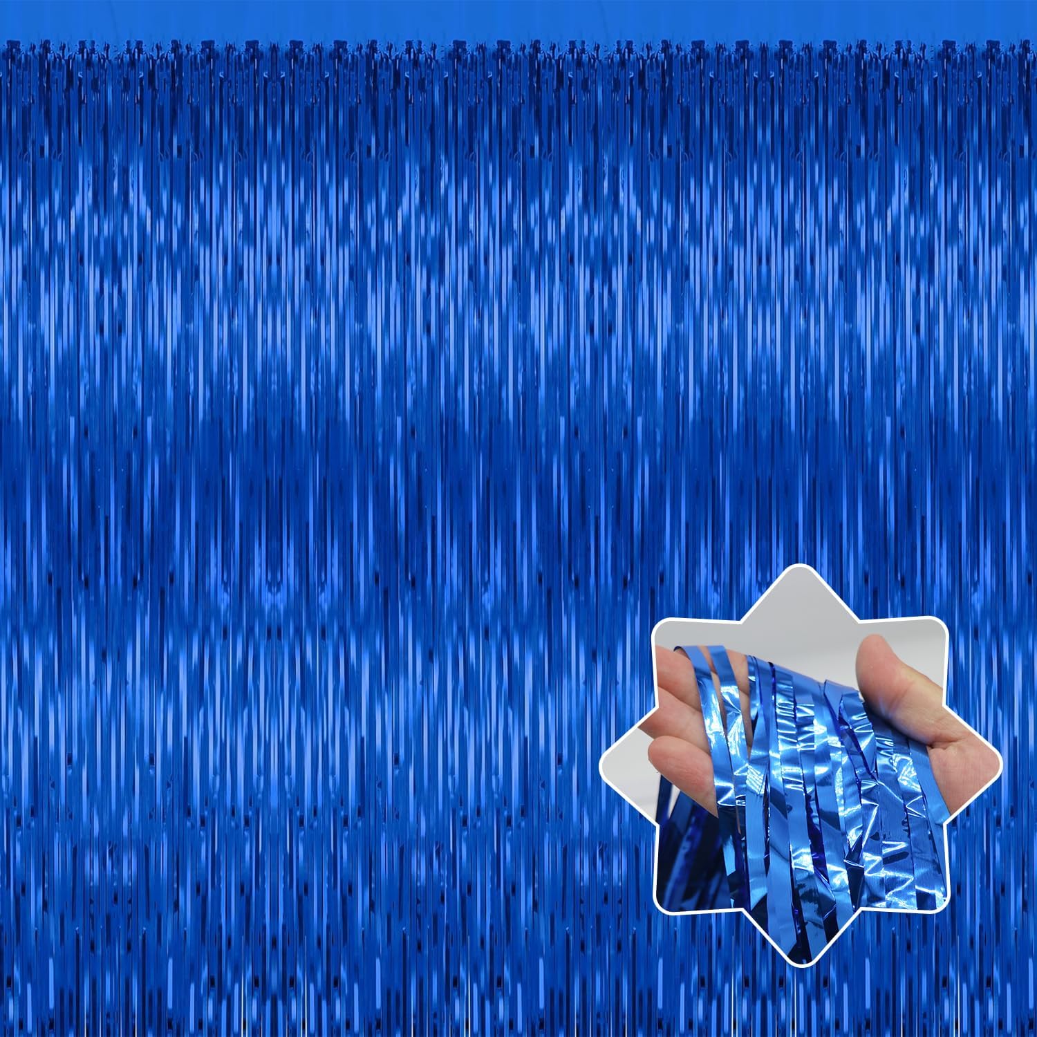 5 Pack Blue Backdrop Curtain Tinsel Streamers Ocean Themed Decor Birthday Party Decorations Foil Fringe Backdrop Graduation Baby Shower Bachelorette Winter Party Decorations Supplies