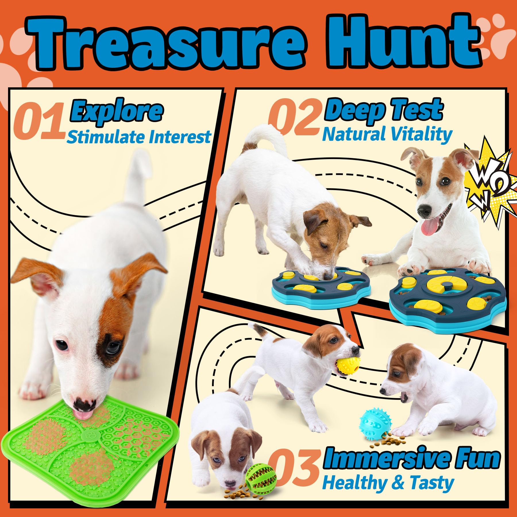 9 Pack All-Around Dog Puzzle Toy Set -Mentally Stimulating Dog Enrichment Toys for Small to Medium Smart Dogs, Includes Dog Lick Mat with Suction Cups - image 3