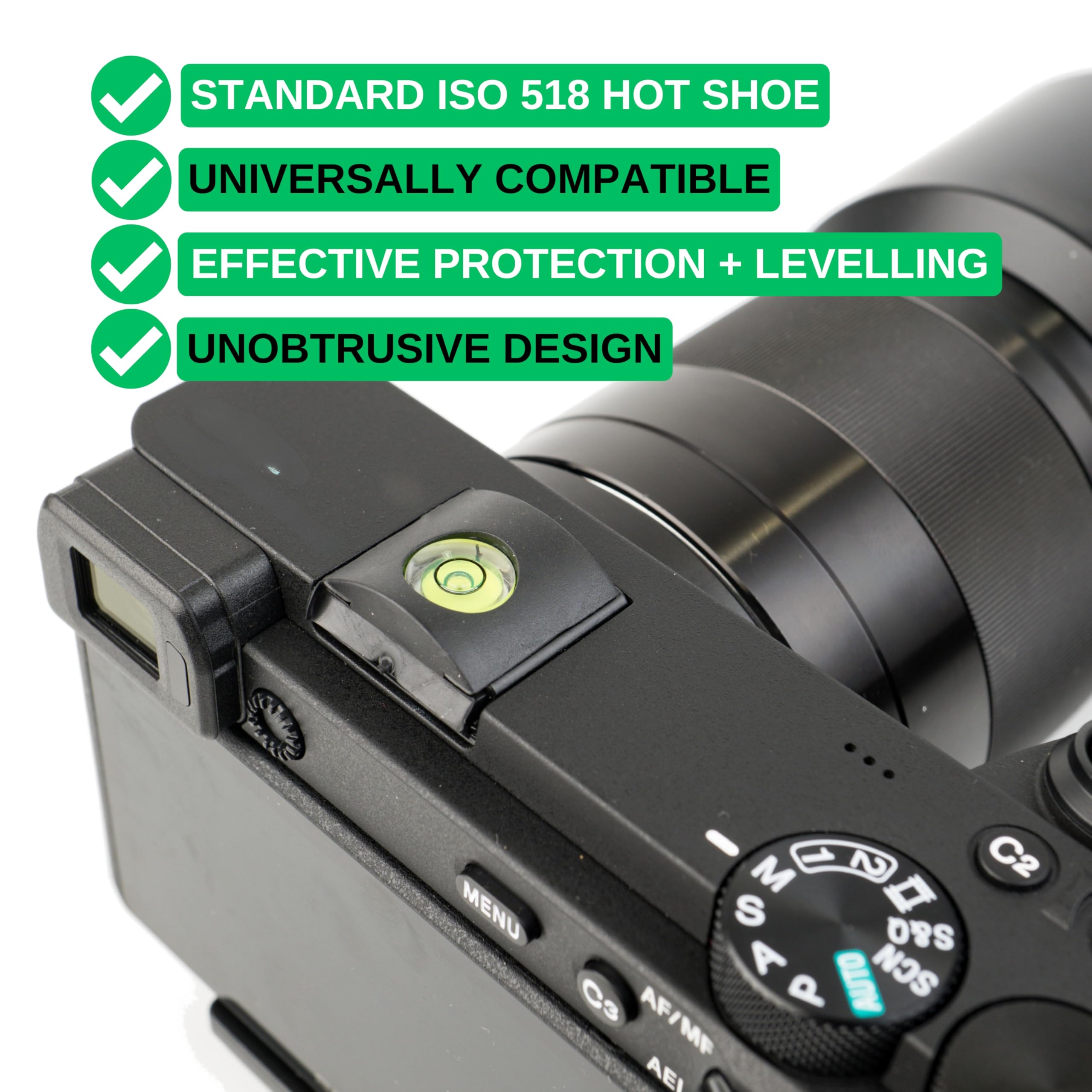 Copri slitta flash esterno con livella a bolla d'aria, set di 3 copri slitta per Panasonic serie DMC-FZ, serie G, Sony Alpha, livellatore per macchina fotografica, coperchio di protezione hot shoe