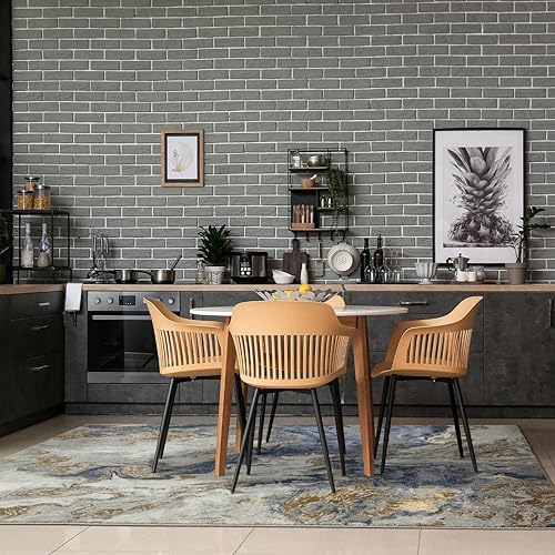 Miniatura 7 de LUXE WEAVERS Alfombra de Área Abstracta de Remolinos de Mármol, Azul 5x7 Azul,Verde,Gris,Humo,Beige,https://www.amazon.com/dp/undefined